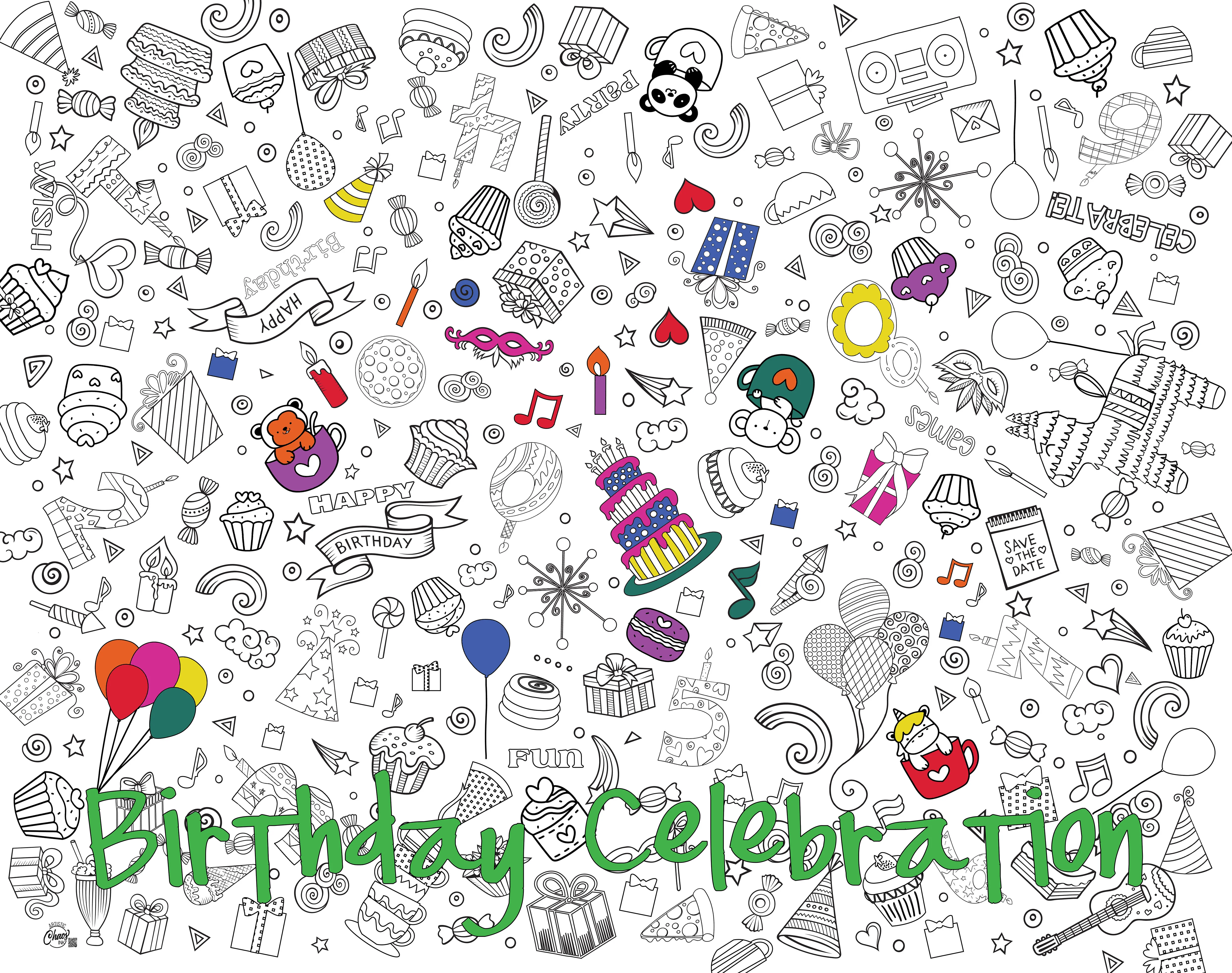 Birthday Washable Coloring Tablecloth- Reusable Coloring Activity - Image 7