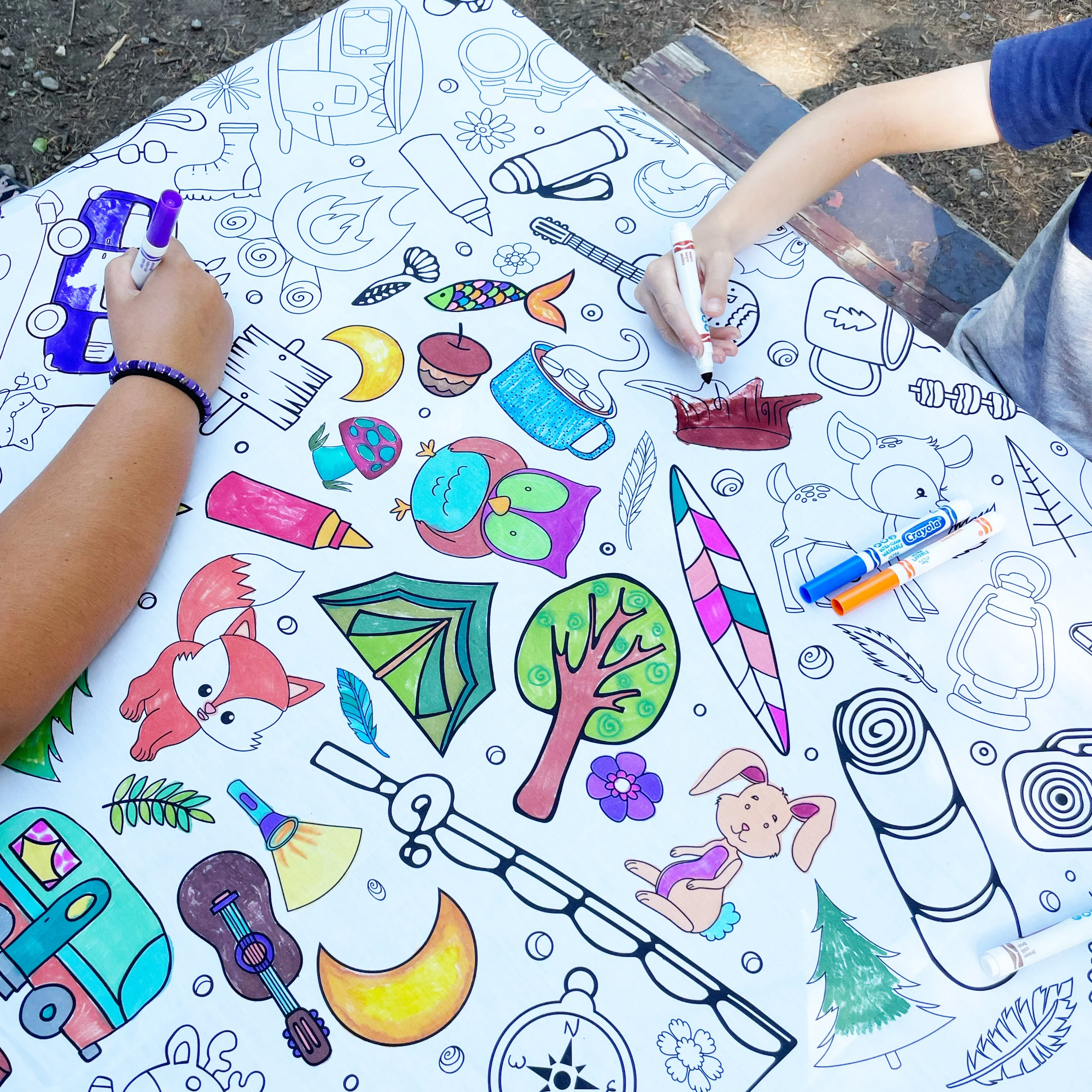 Camping Washable Fabric Coloring Tablecloth. Reusable Coloring Mat - Image 10