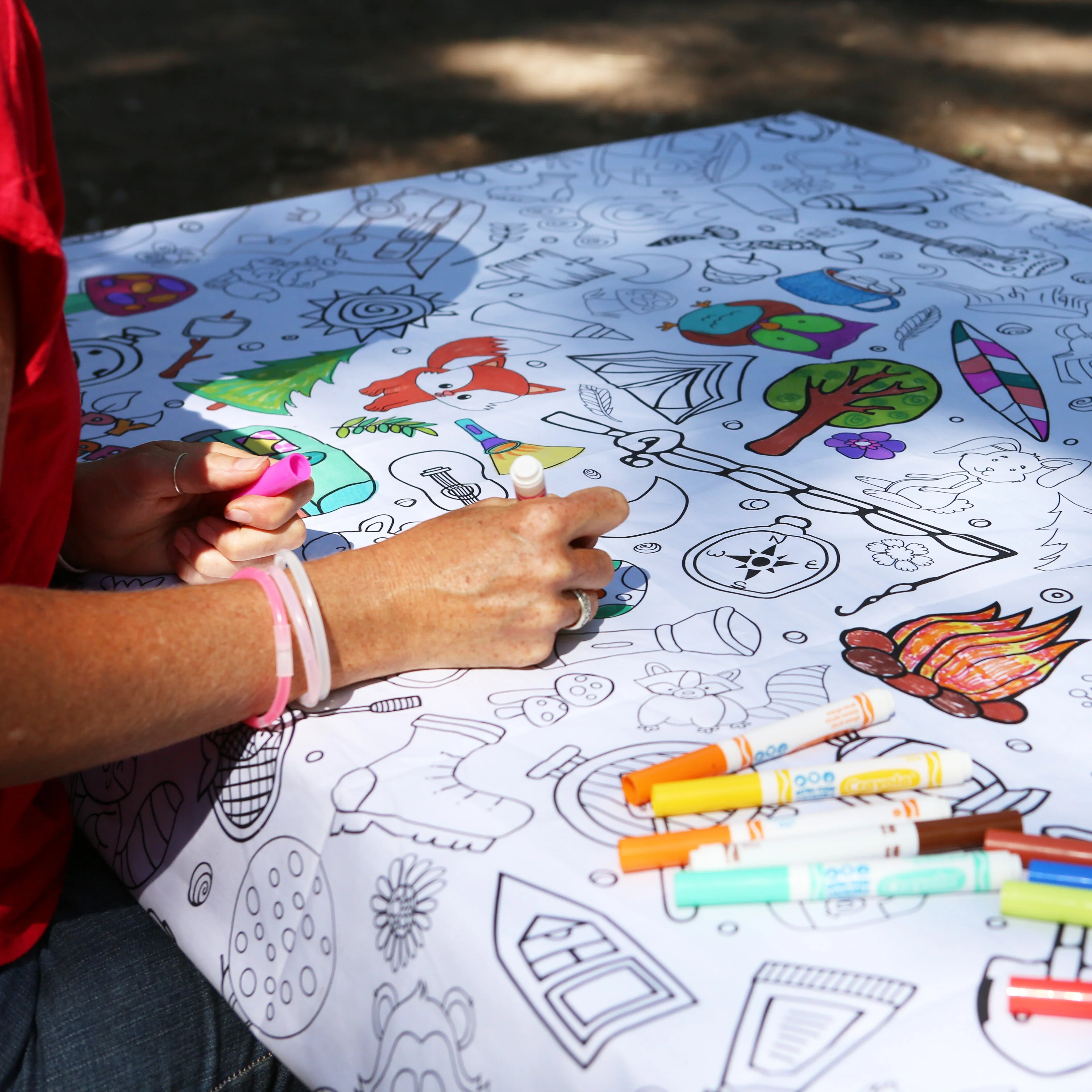 Camping Washable Fabric Coloring Tablecloth. Reusable Coloring Mat - Image 11