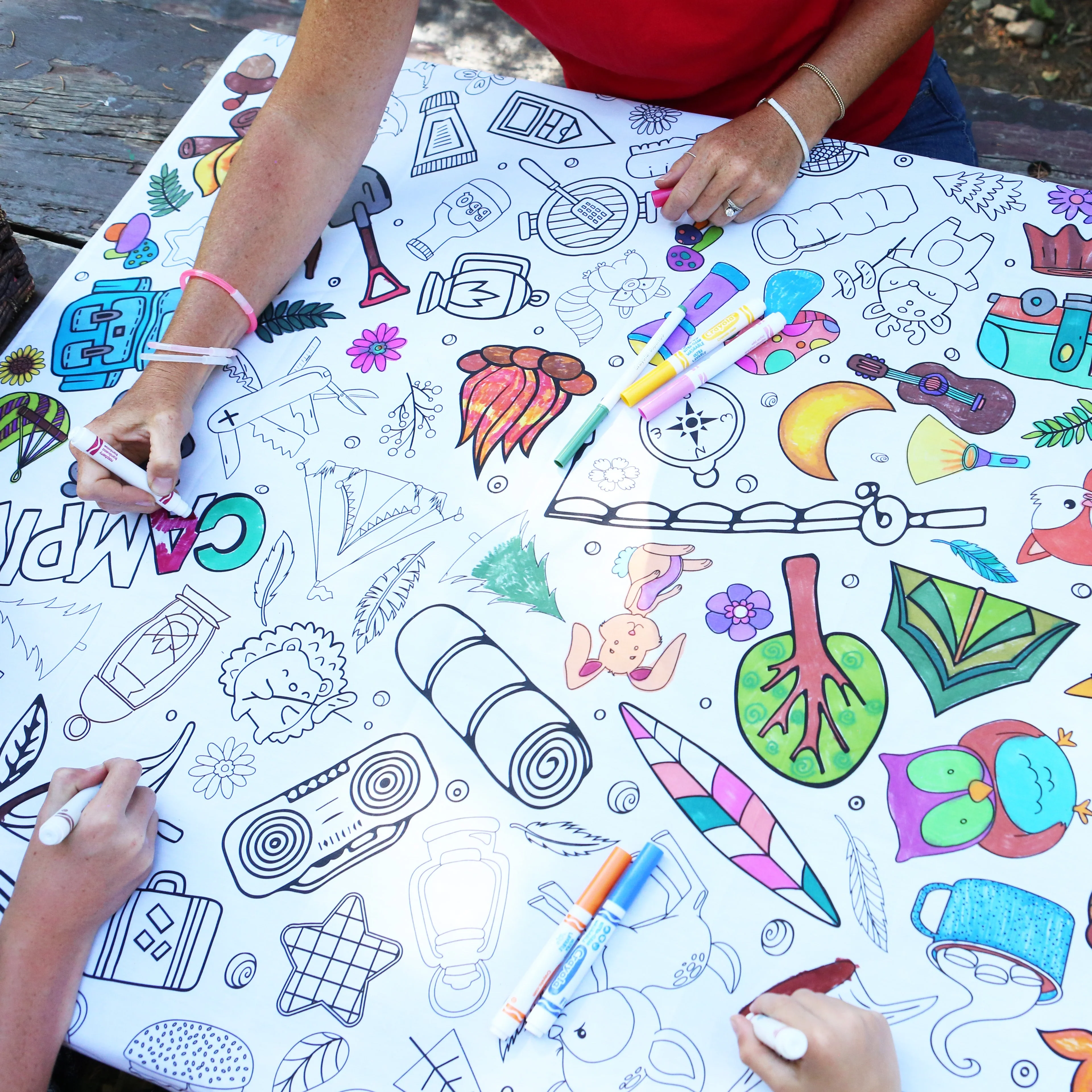Camping Washable Fabric Coloring Tablecloth. Reusable Coloring Mat - Image 12