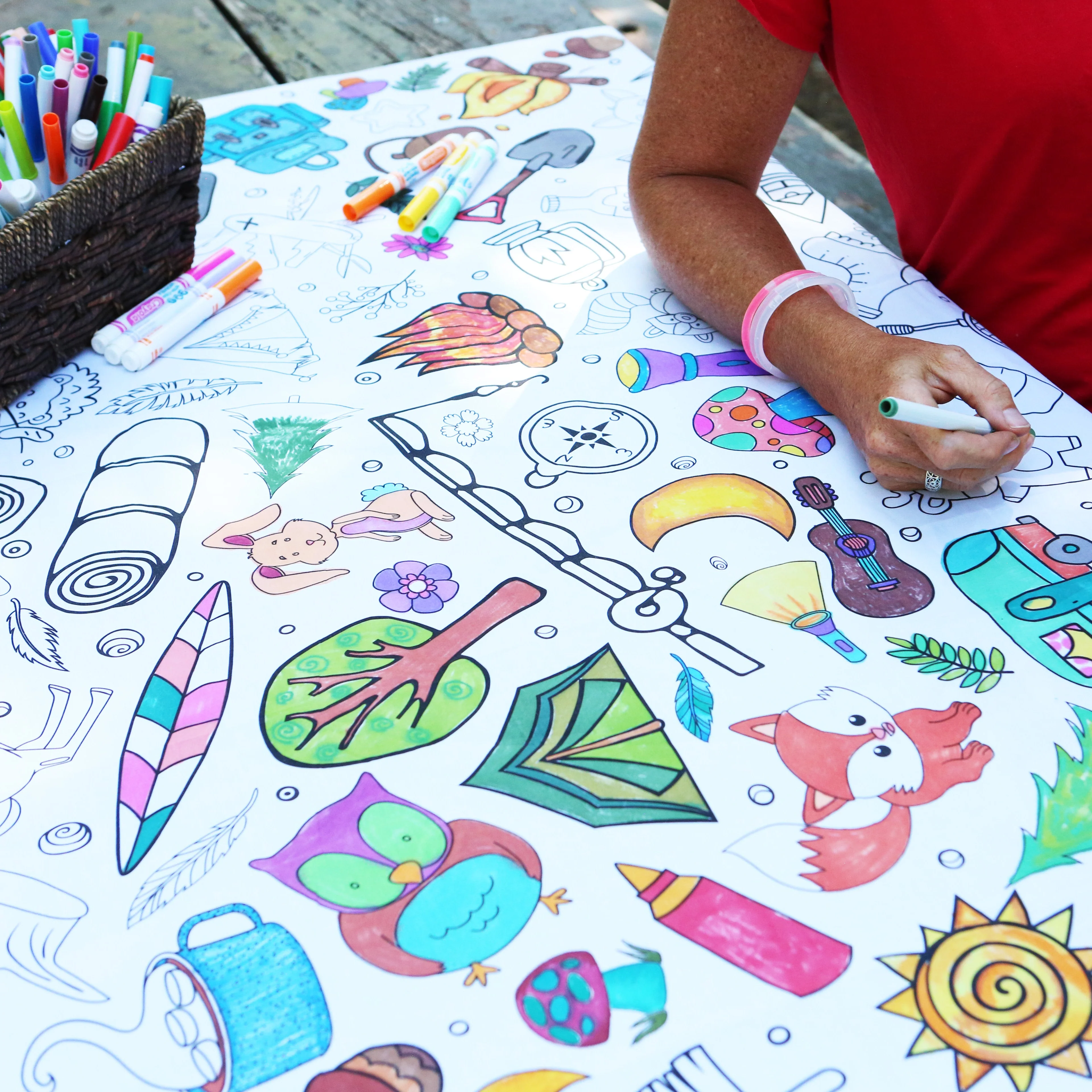 Camping Washable Fabric Coloring Tablecloth. Reusable Coloring Mat - Image 13