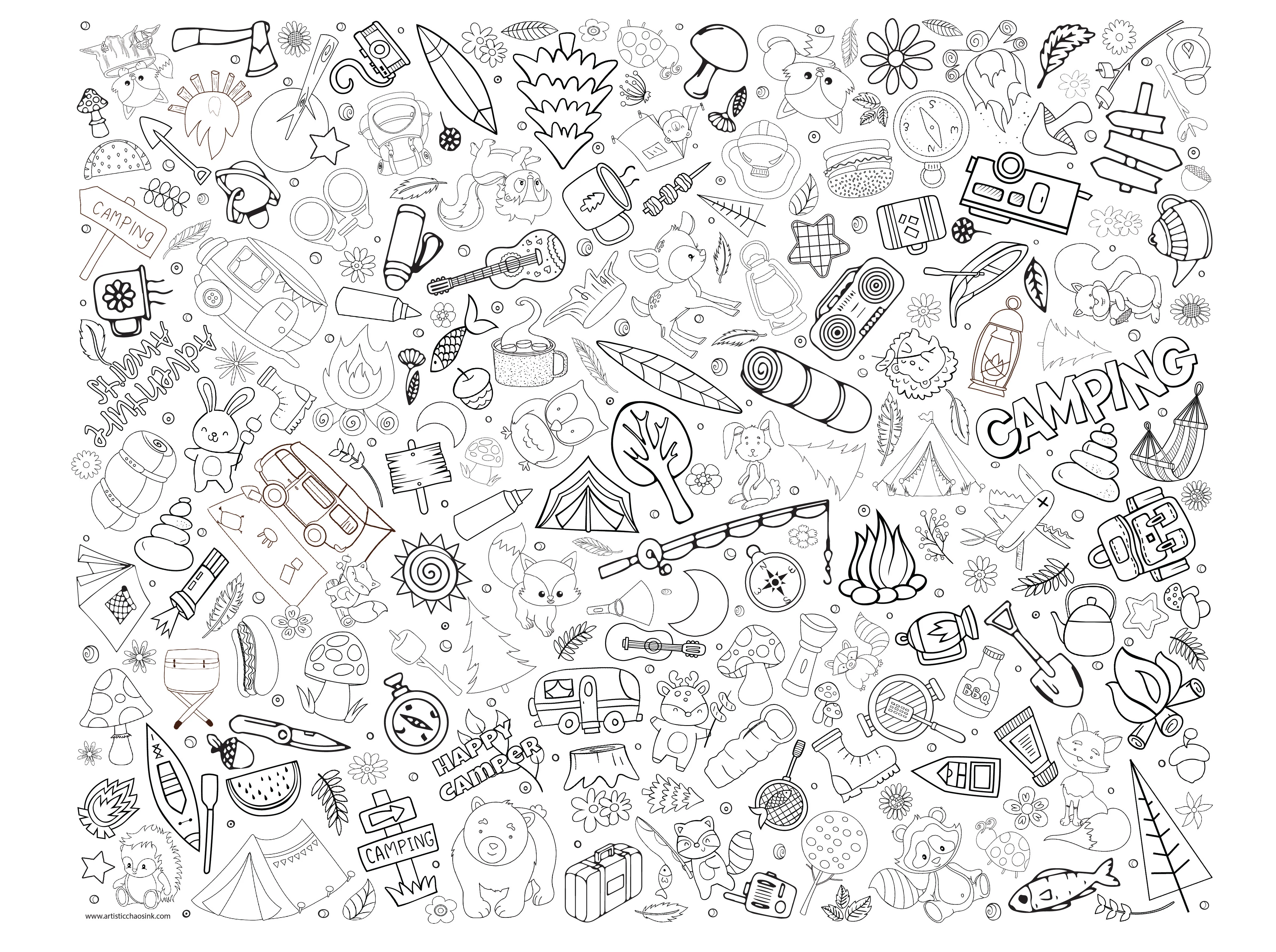 Camping Washable Fabric Coloring Tablecloth. Reusable Coloring Mat - Image 7