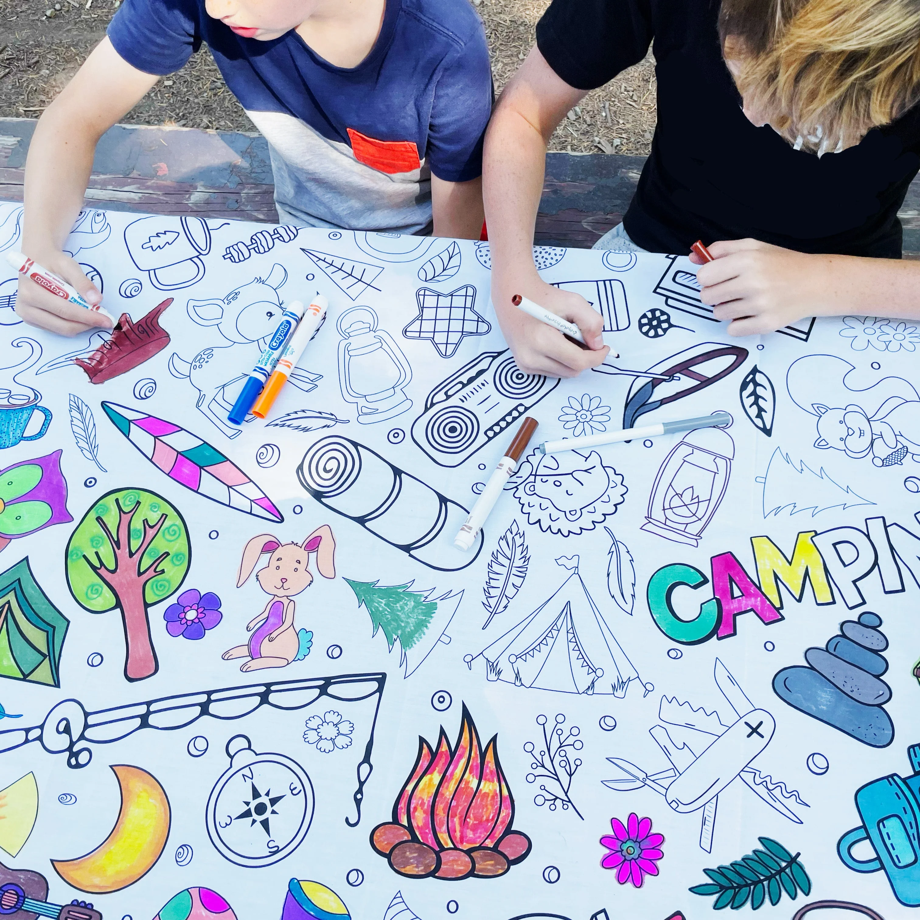 Camping Washable Fabric Coloring Tablecloth. Reusable Coloring Mat - Image 8
