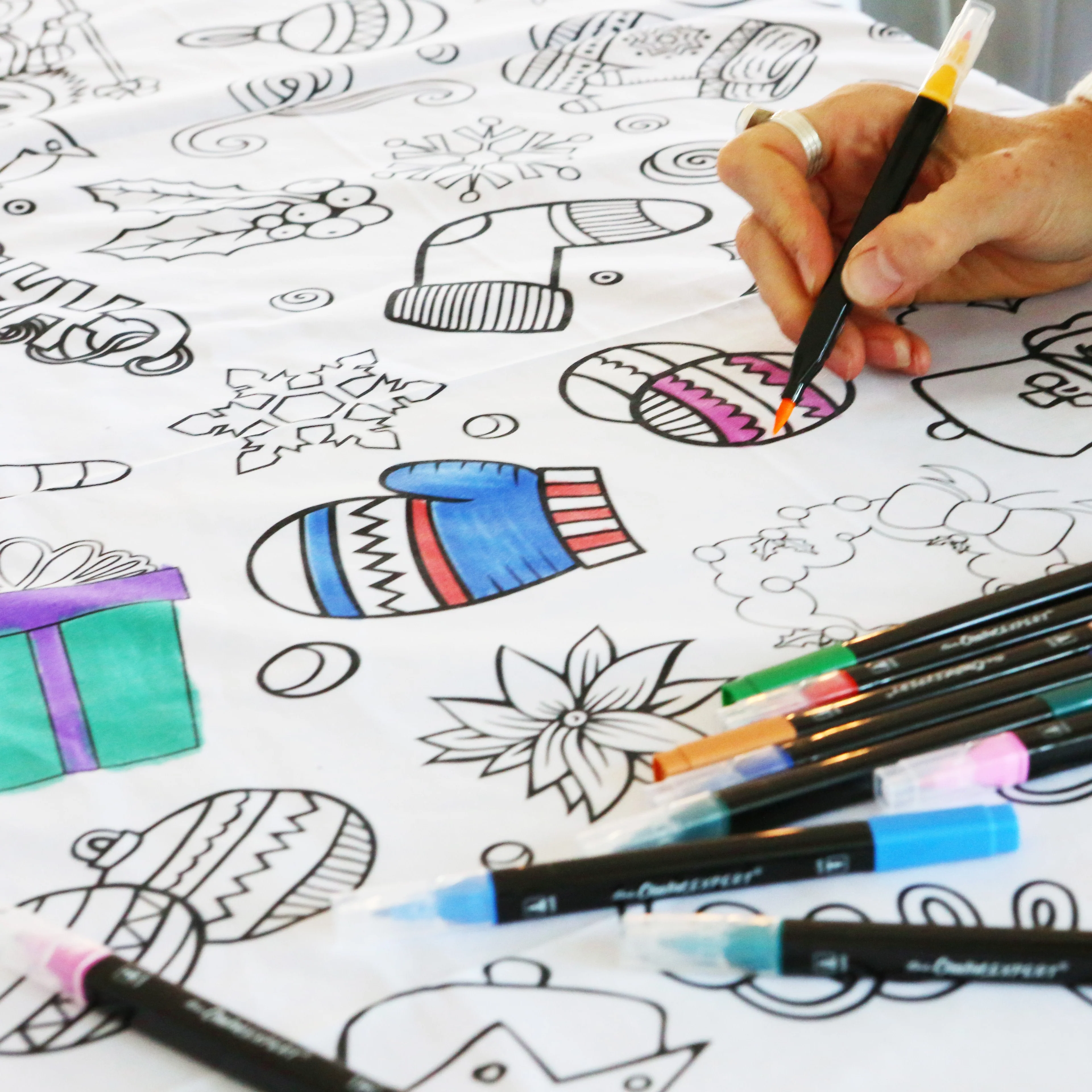 Christmas Washable Coloring Tablecloth-  Reusable Coloring Activity - Image 2