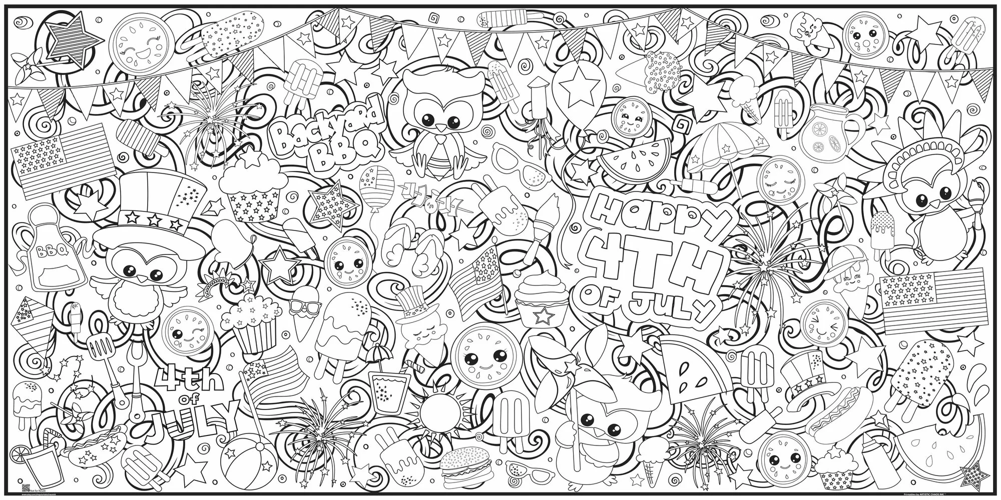 4th of July Everyday Event Poster and Banner | Large Coloring & Activity Poster for Celebrations, Kids, and BBQ's - Image 4