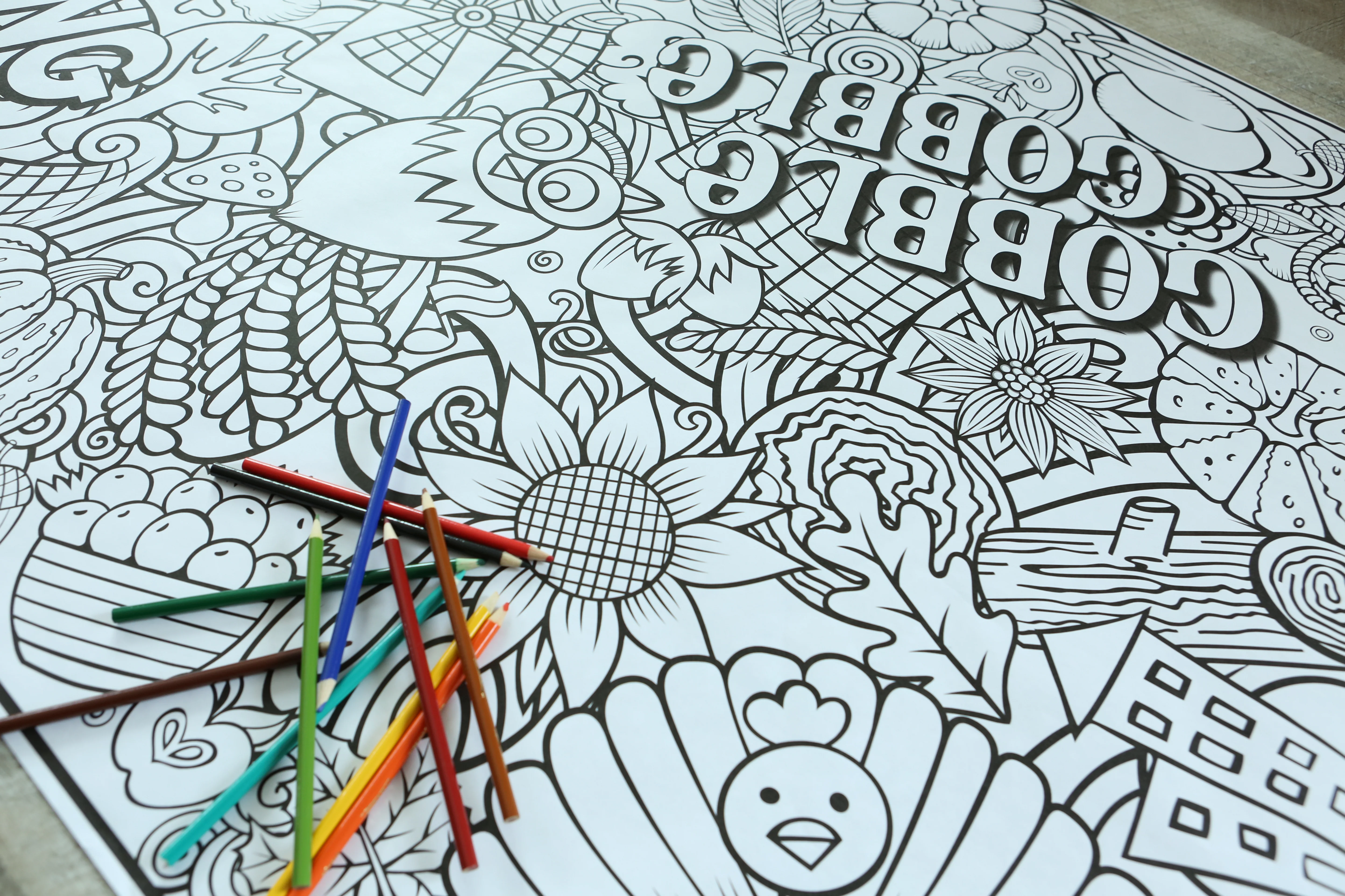 Thanksgiving Day Gobble Gobble (All around coloring) Everyday Event Poster and Banner | Large Coloring & Activity Poster for Celebrations, Kids, and Gatherings - Image 3