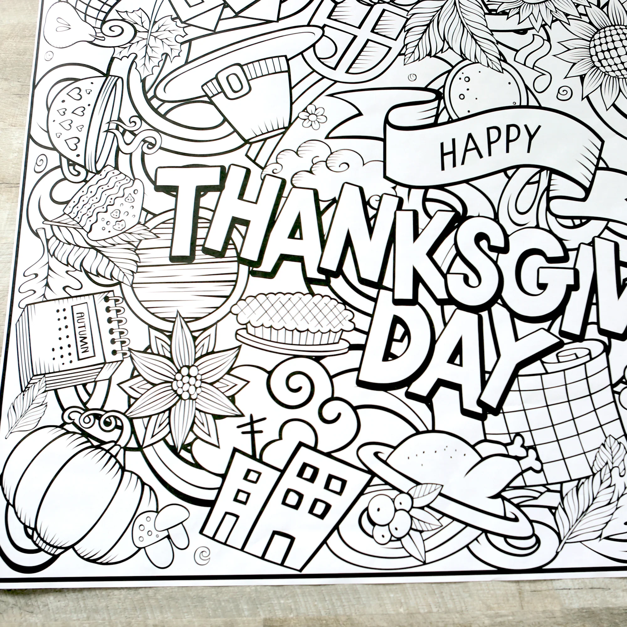 Thanksgiving Day Gobble Gobble (All around coloring) Everyday Event Poster and Banner | Large Coloring & Activity Poster for Celebrations, Kids, and Gatherings - Image 9