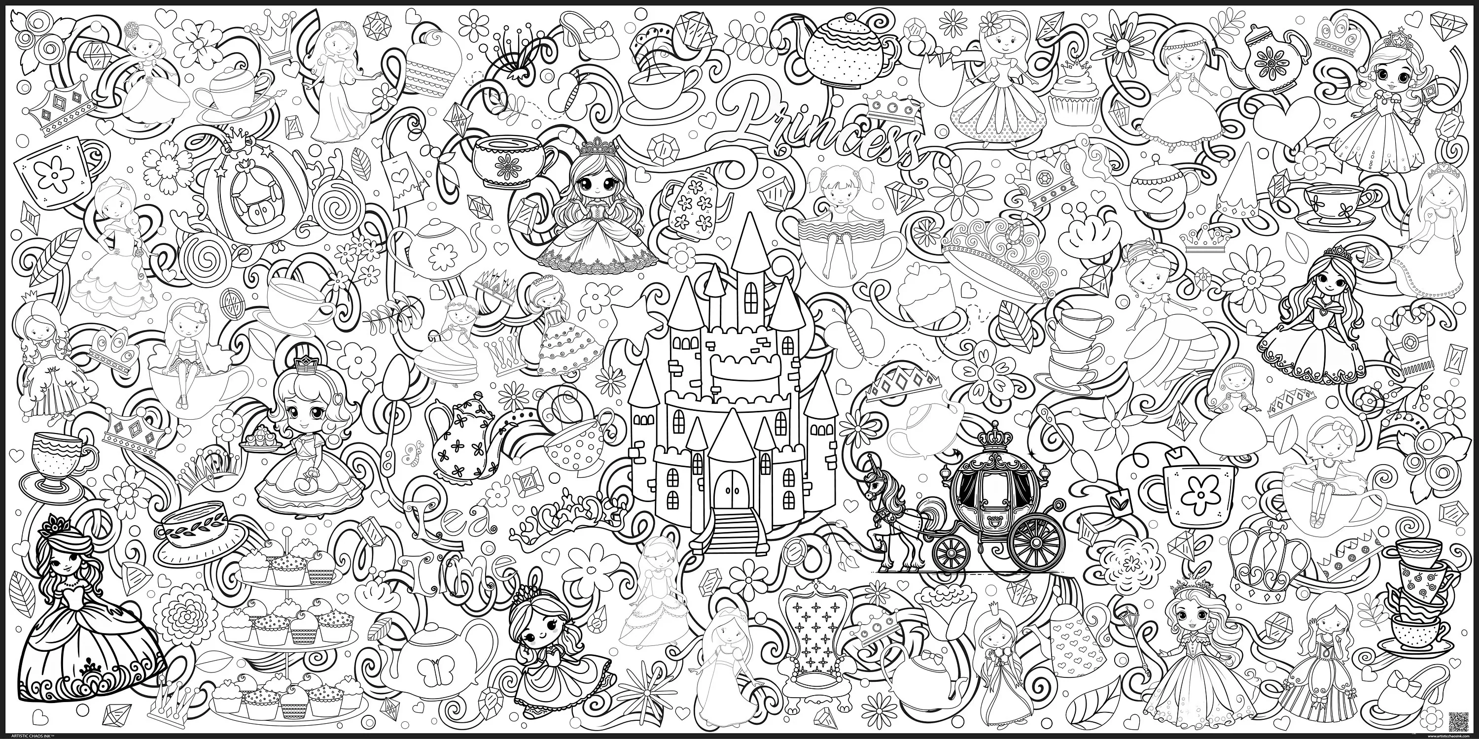 Princess Tea Party Everyday Event Poster and Banner | Large Coloring & Activity Poster for Celebrations, Kids, and Tea Parties - Image 3