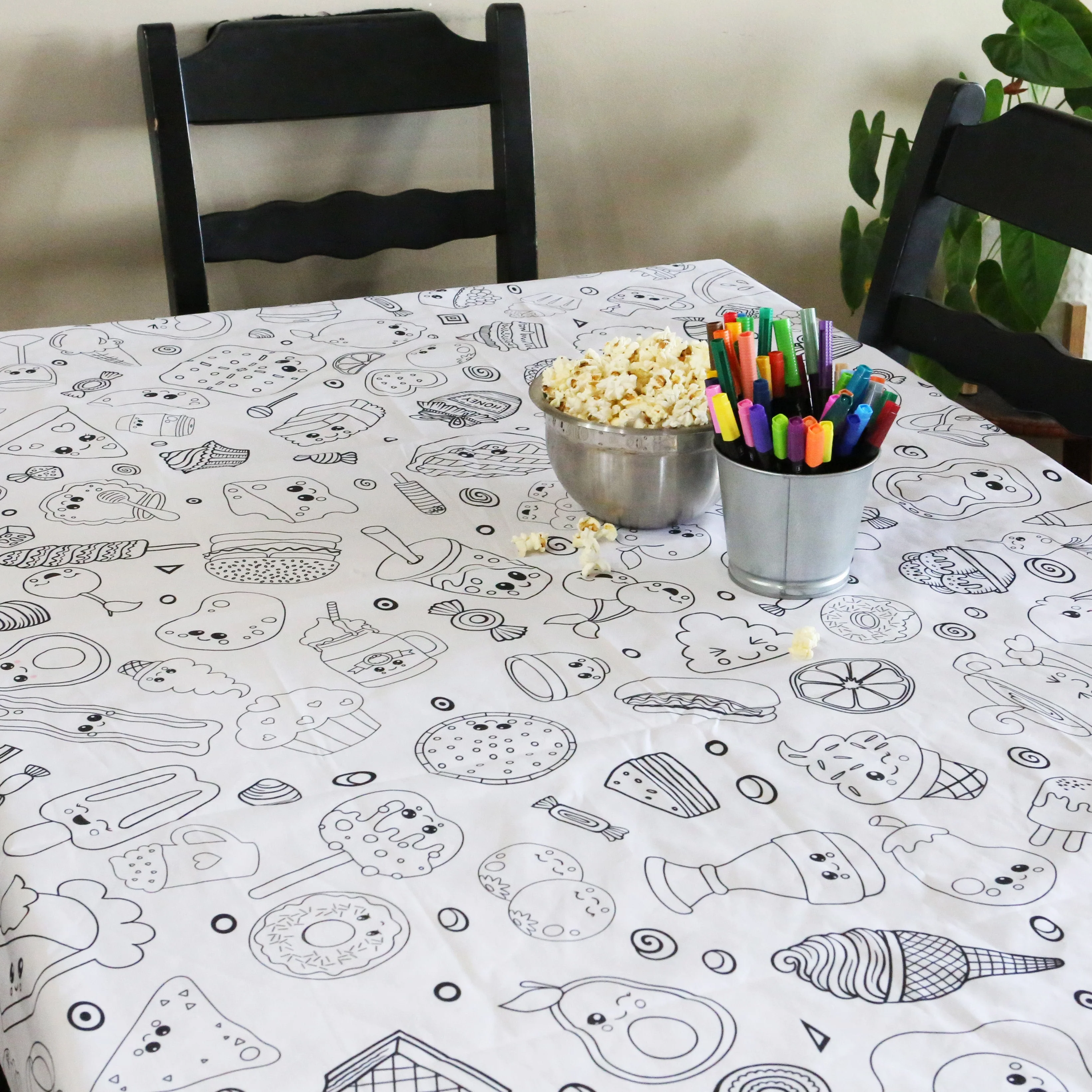 Fun Food Washable Coloring Tablecloth- Reusable Coloring Activity - Image 3