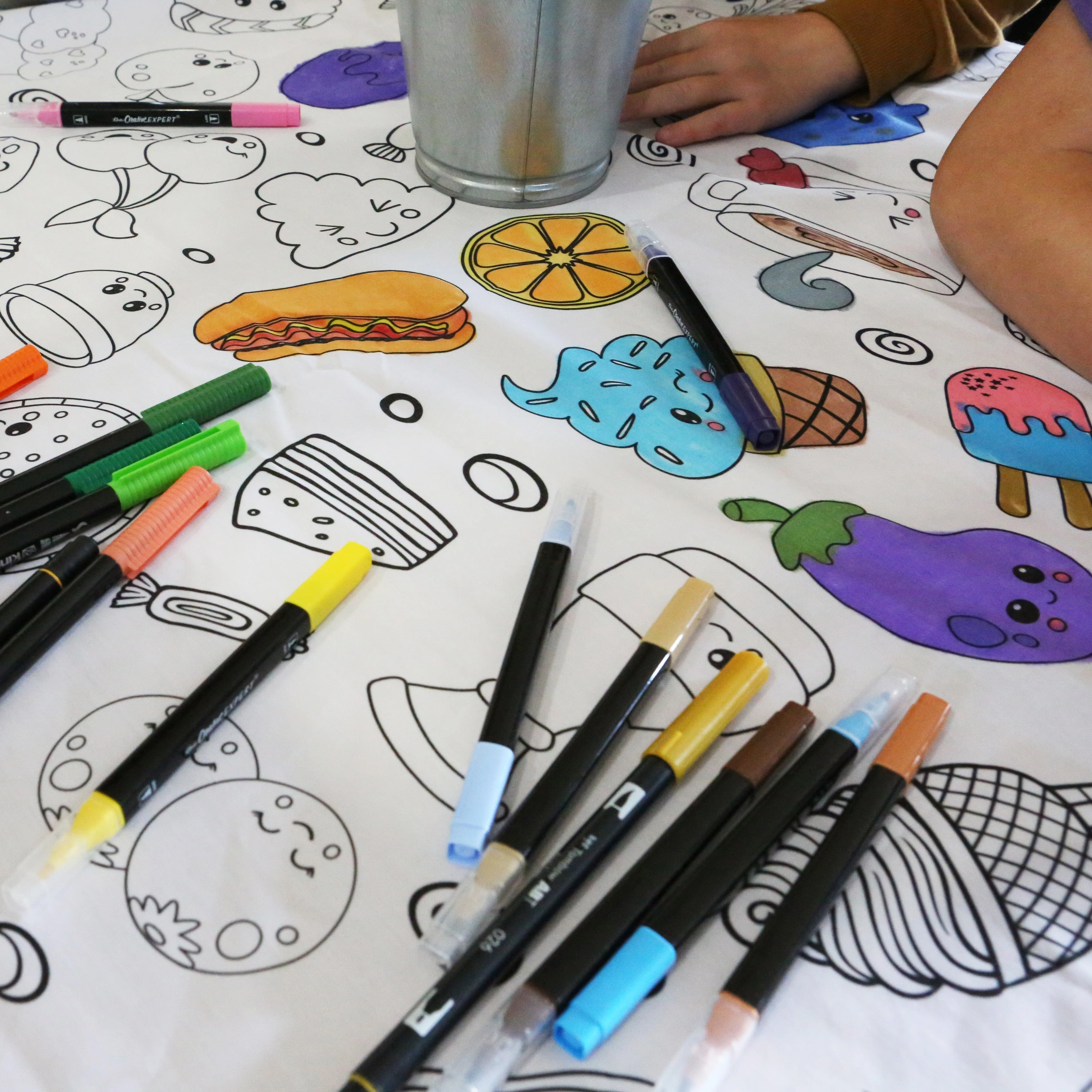 Fun Food Washable Coloring Tablecloth- Reusable Coloring Activity - Image 8