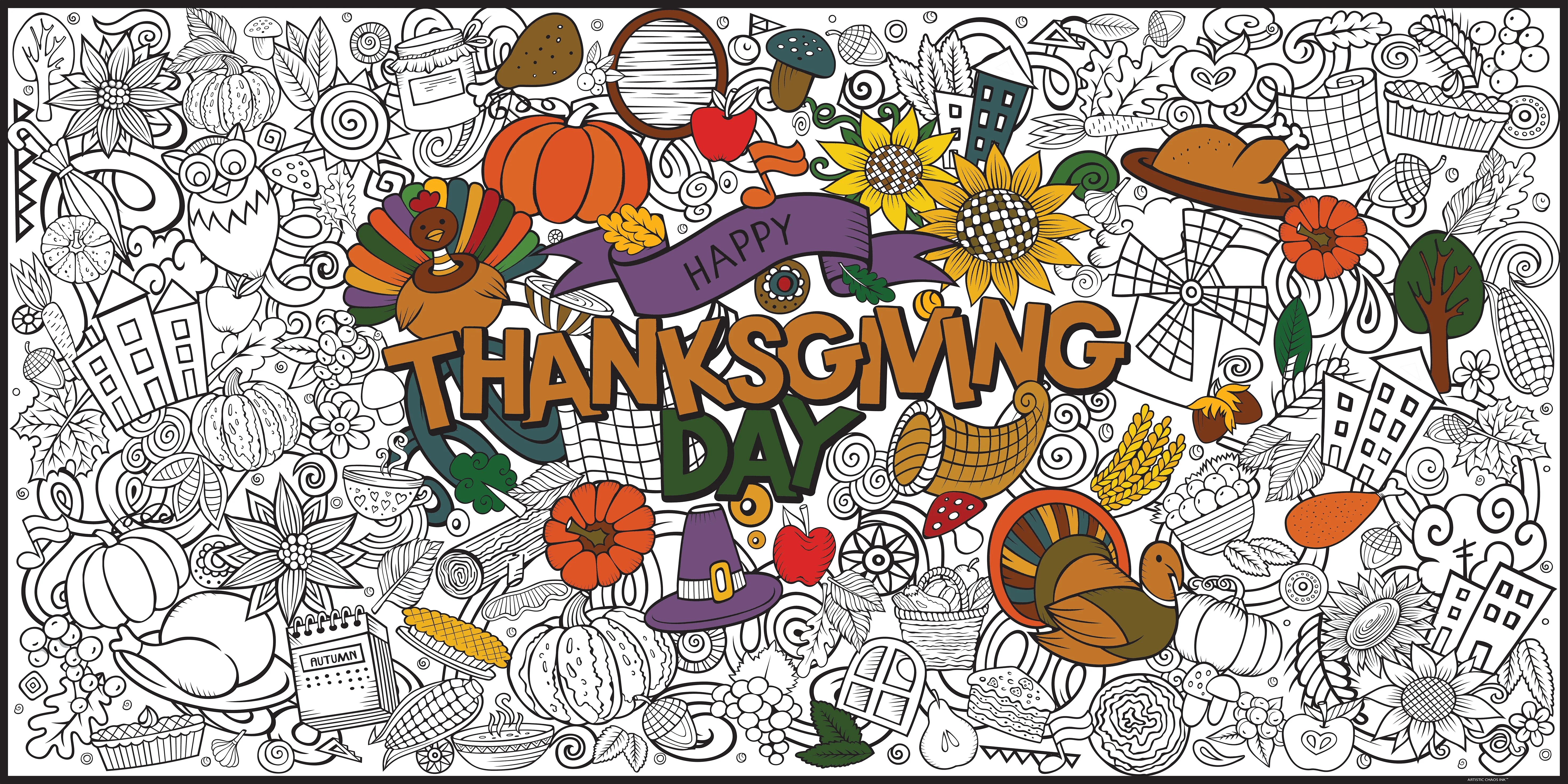 Thanksgiving Day Everyday Event Poster and Banner | Large Coloring & Activity Poster for Celebrations, Kids, and Gatherings - Image 10