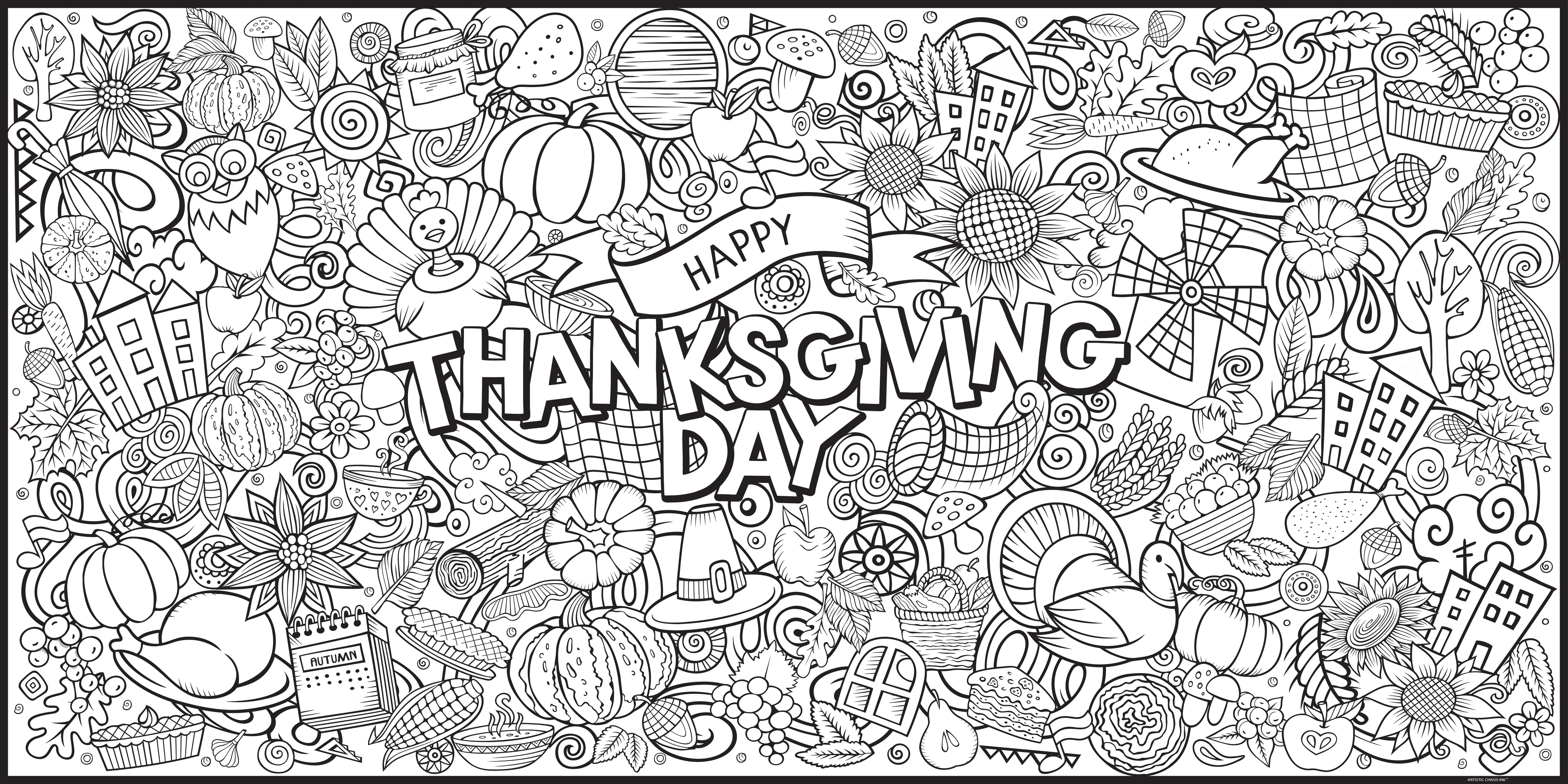Thanksgiving Day Everyday Event Poster and Banner | Large Coloring & Activity Poster for Celebrations, Kids, and Gatherings - Image 3