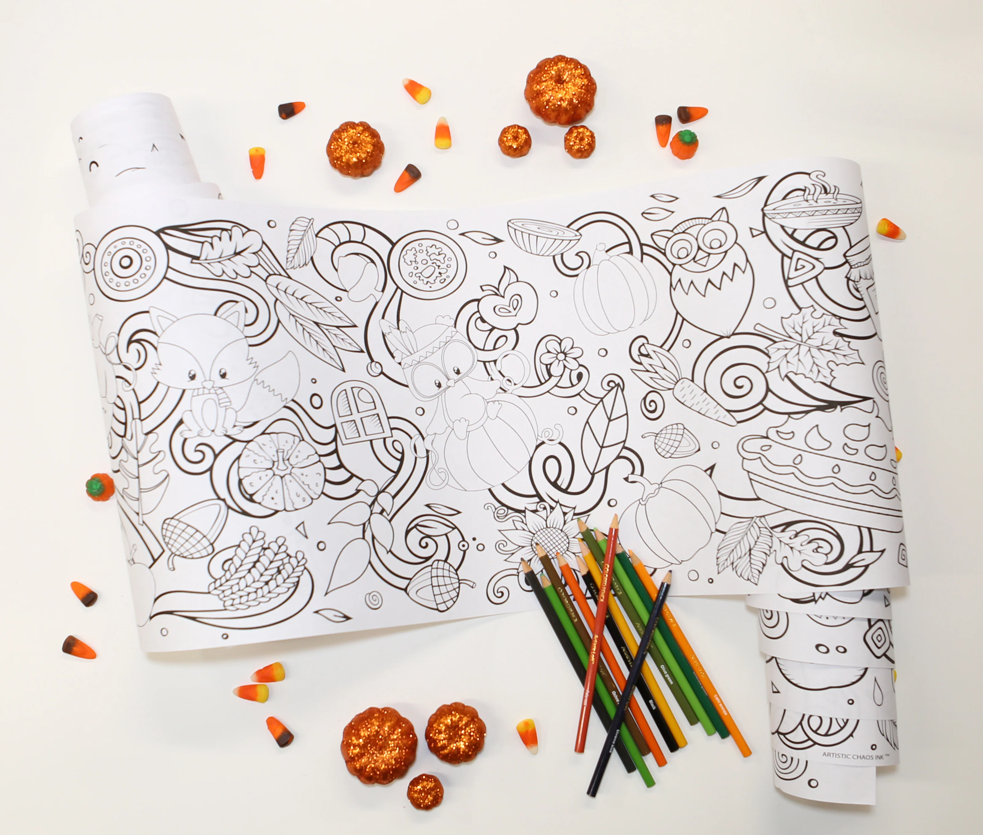 Fall and Thanksgiving Coloring Roll - 18 ft long - Image 8