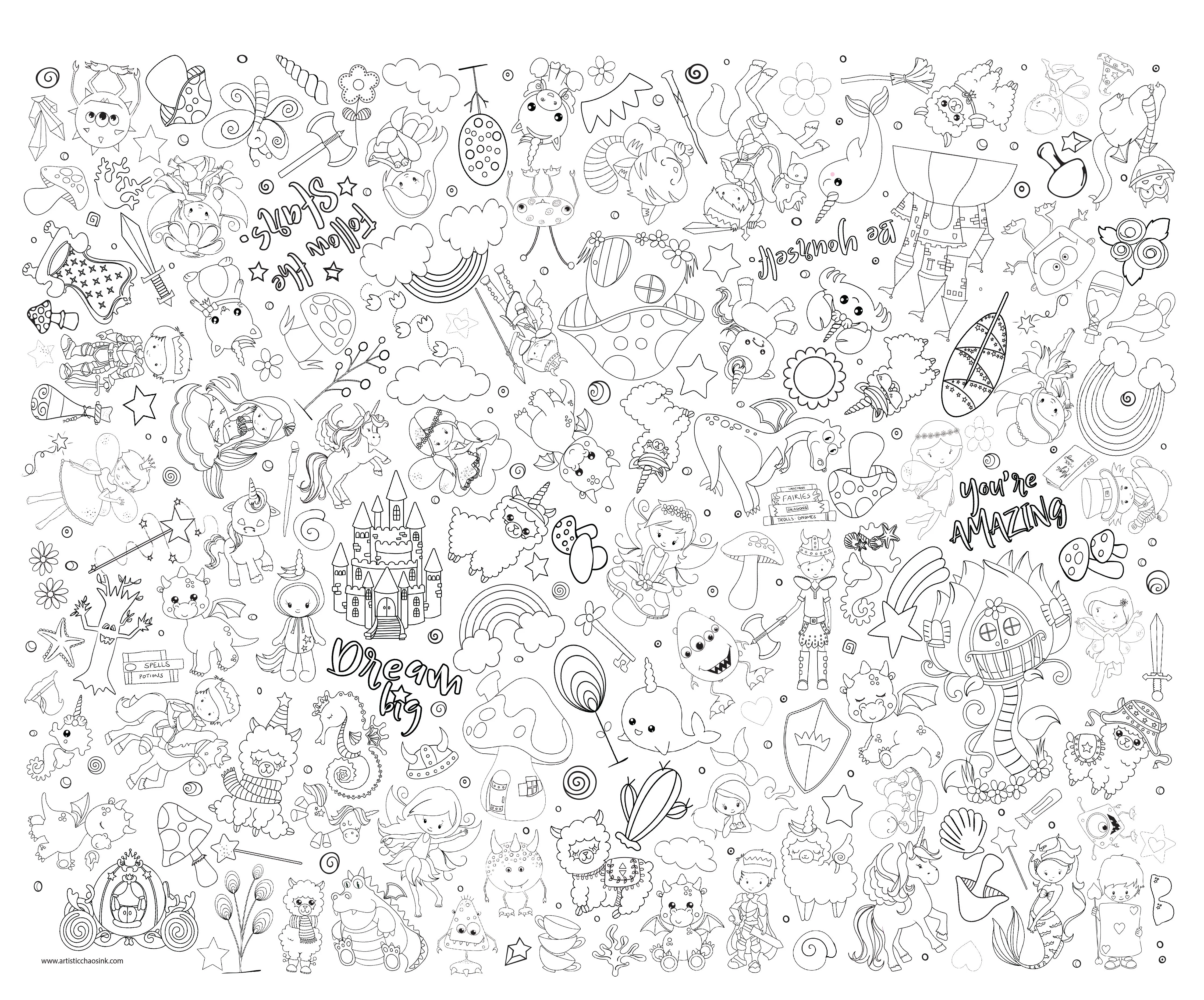 Fantasy Washable Coloring Tablecloth- Reusable Coloring Activity - Image 8