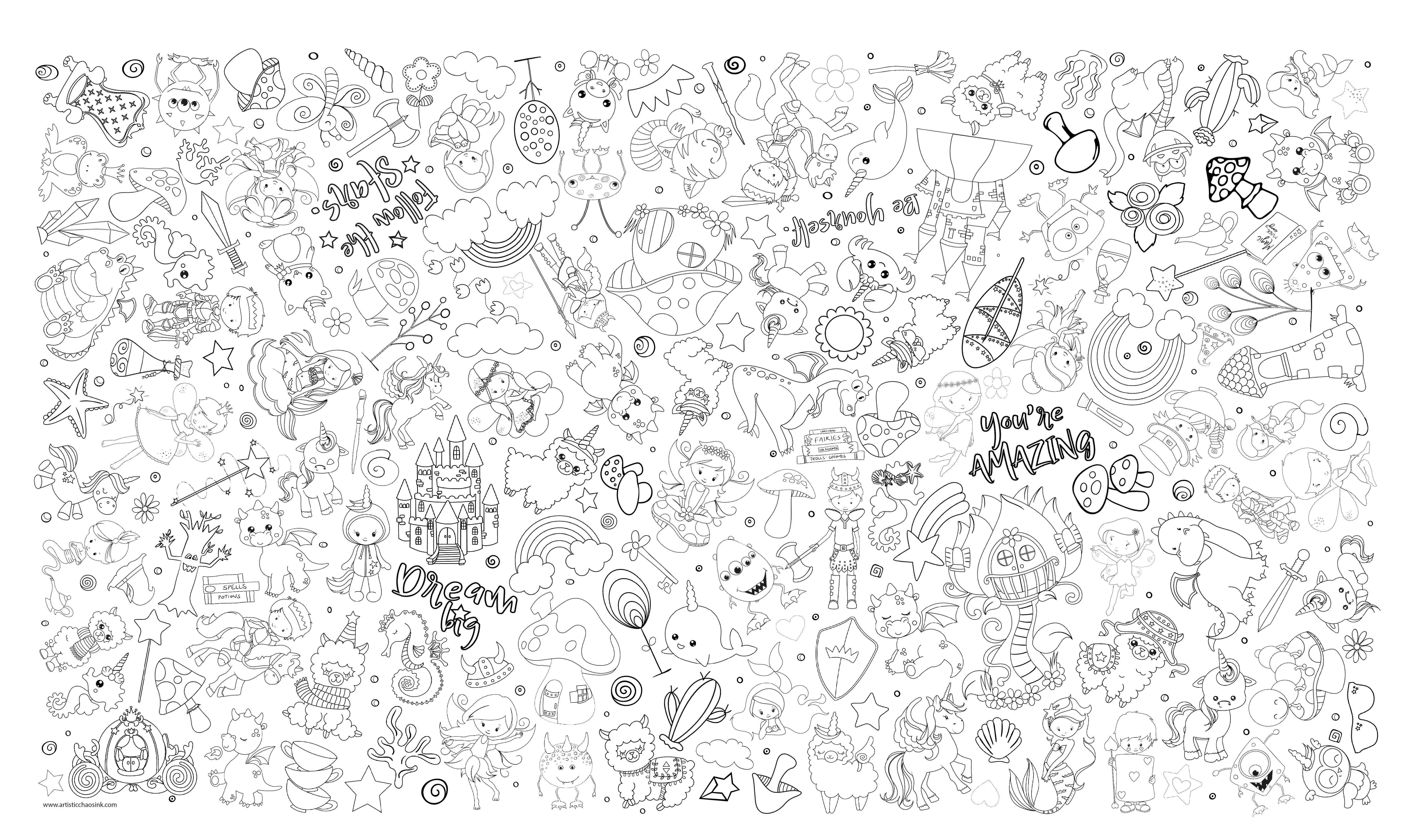 Fantasy Washable Coloring Tablecloth- Reusable Coloring Activity - Image 9