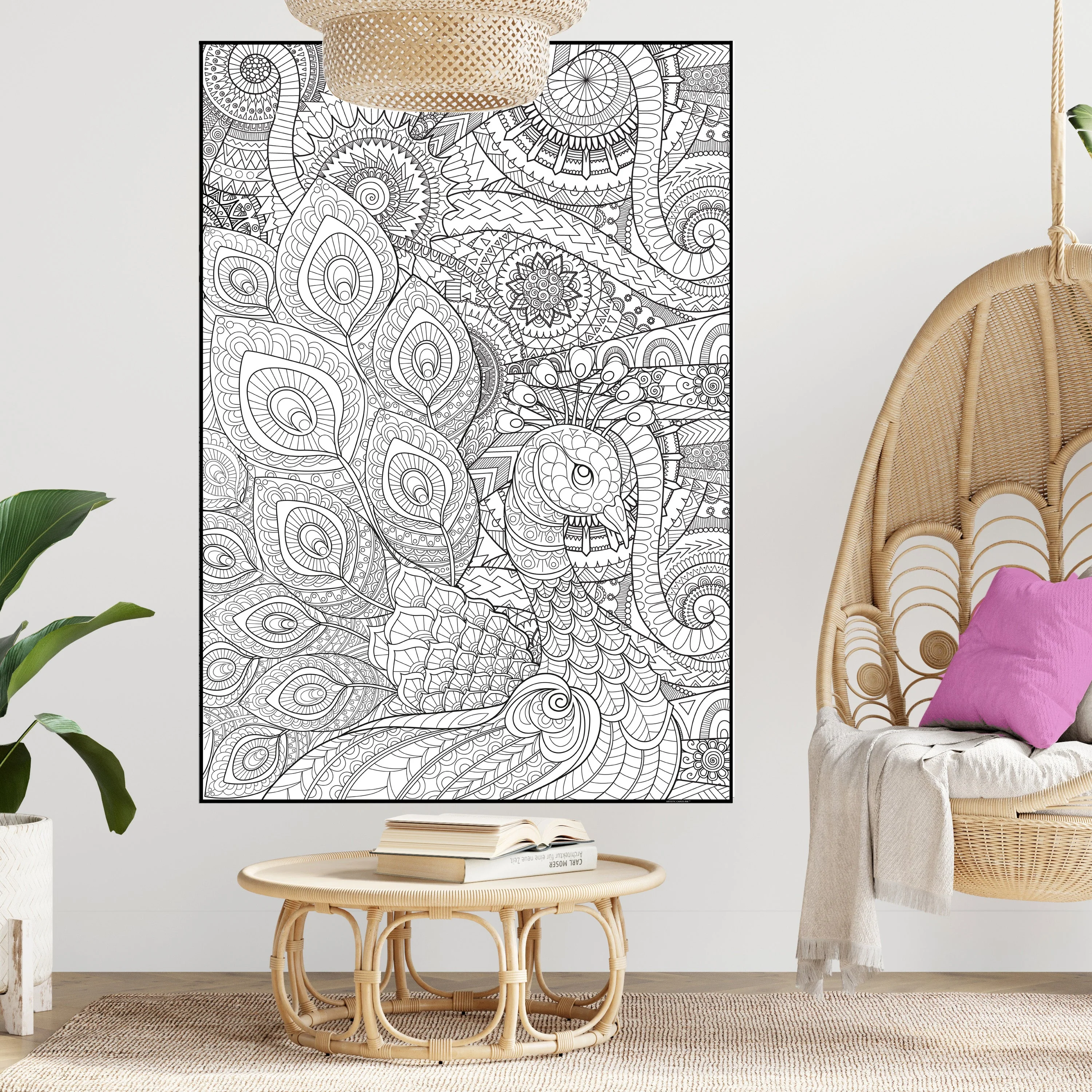 Giant Peacock Coloring Poster. Collaborative Coloring for Groups. - Image 9