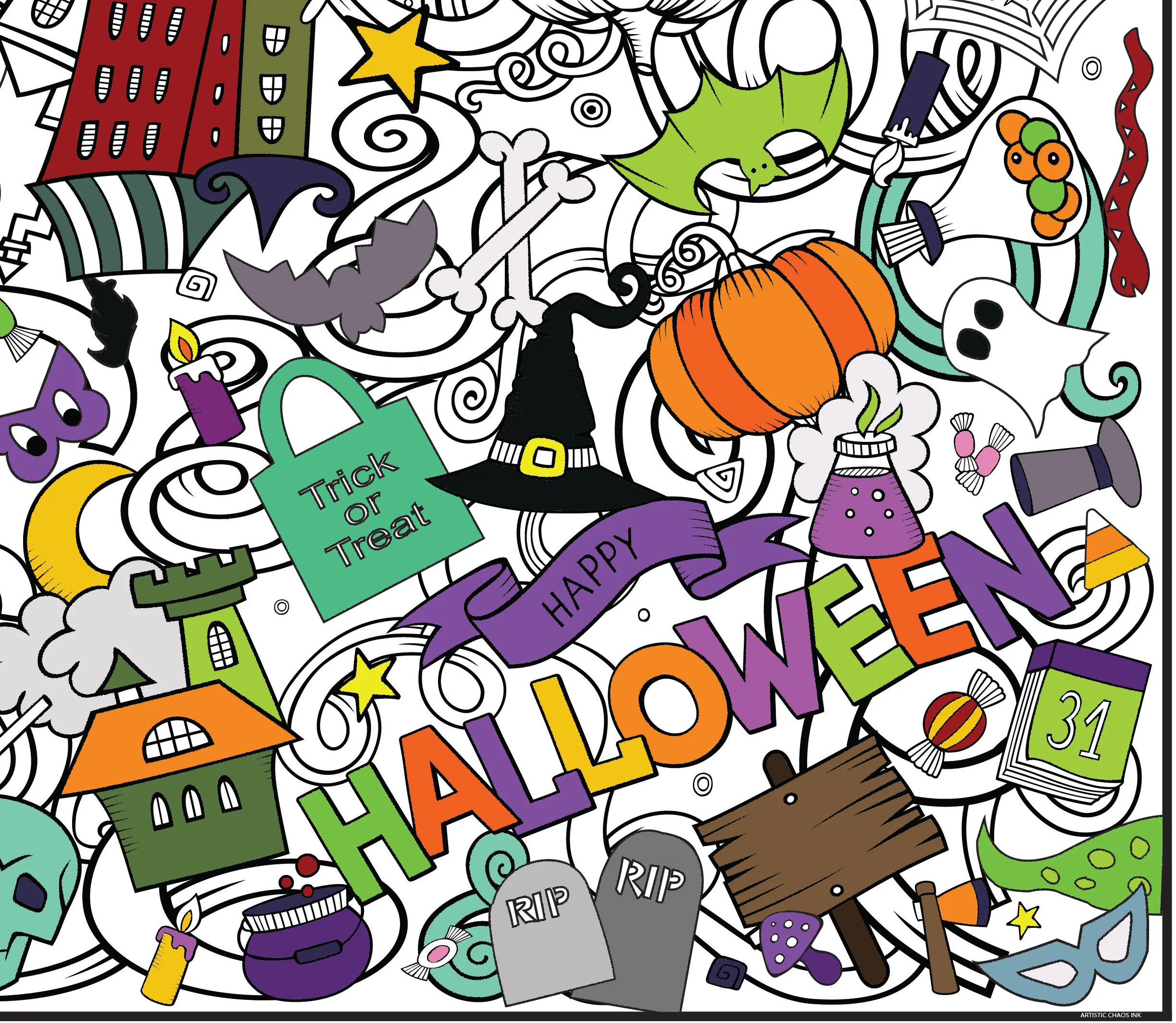 Halloween Everyday Event Poster and Banner | Large Coloring & Activity Poster for Celebrations, Kids, and Halloween Parties - Image 6