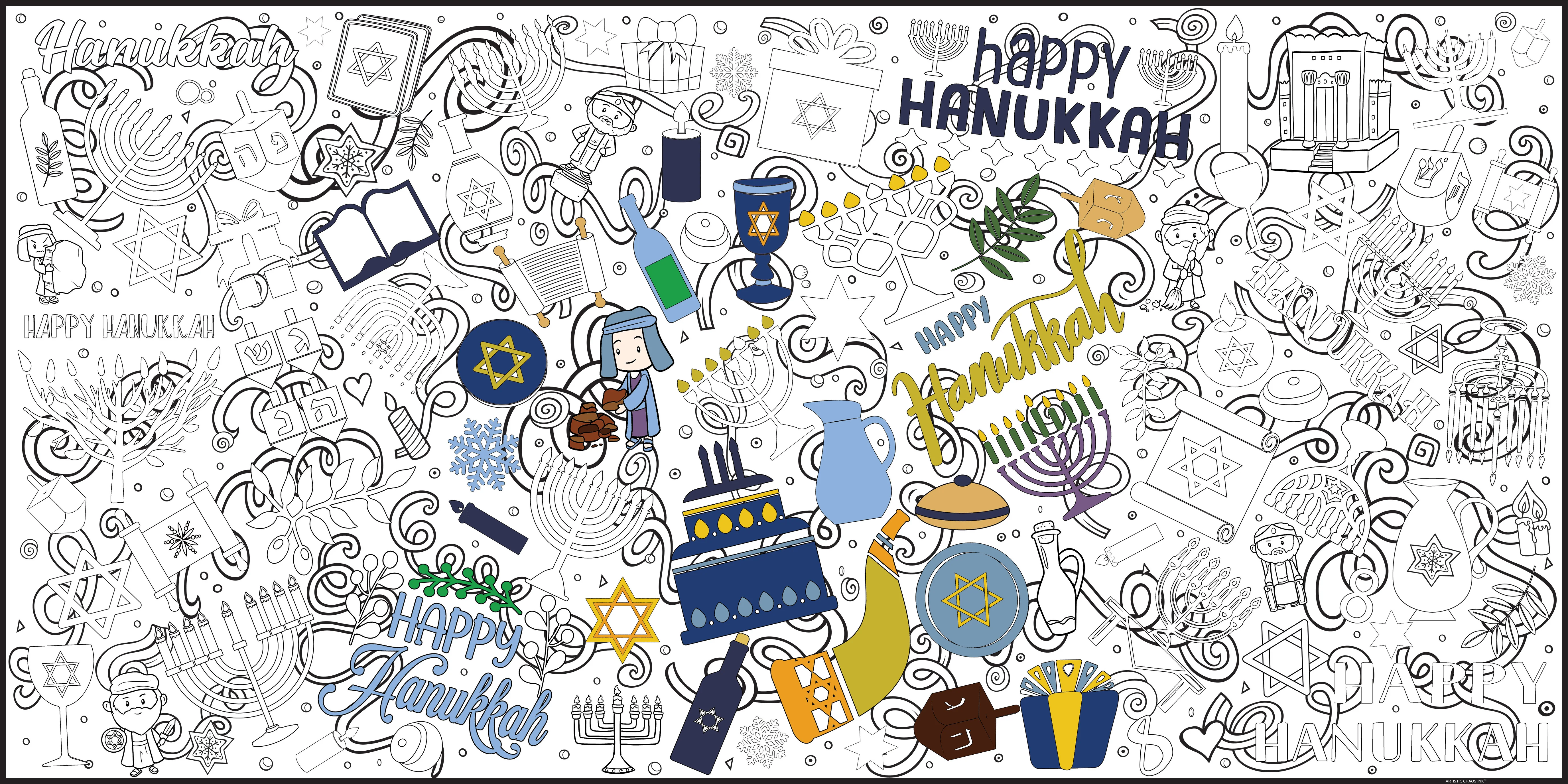 Hanukkah Everyday Event Poster and Banner | Large Coloring & Activity Poster for Celebrations, Kids, and Hanukkah Parties - Image 7