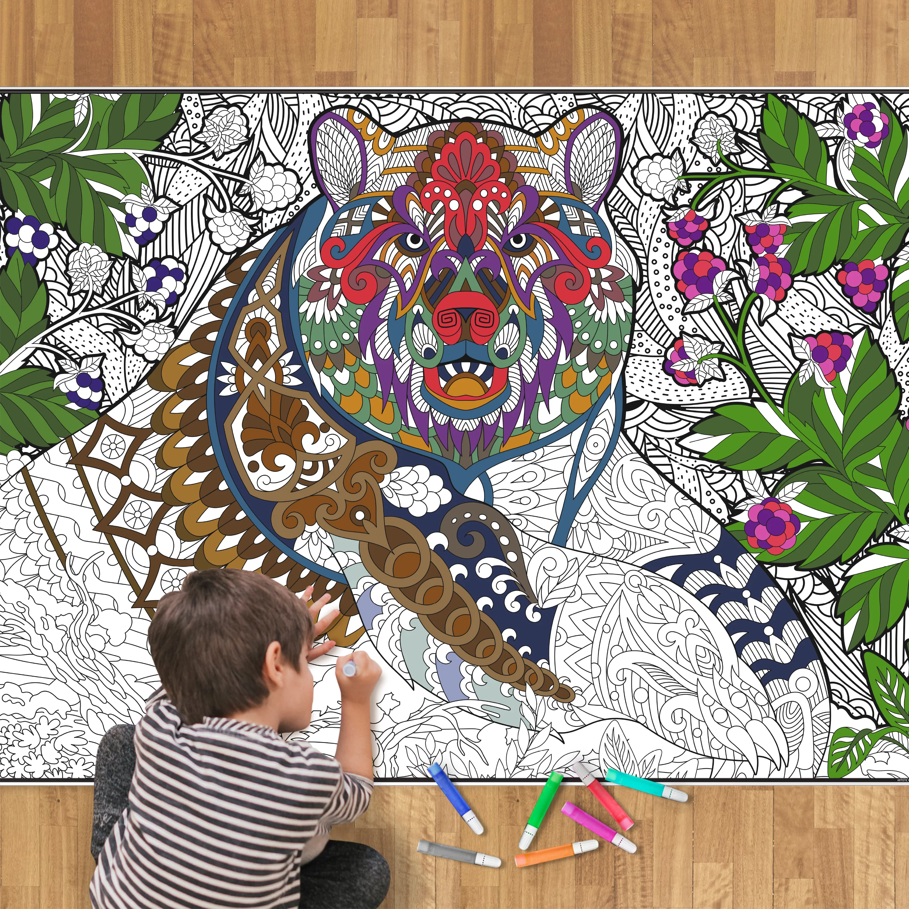 Bear Giant Coloring Poster – Large Animal Wall Art, Group Coloring Activity for Kids, Families & Classrooms - Image 4
