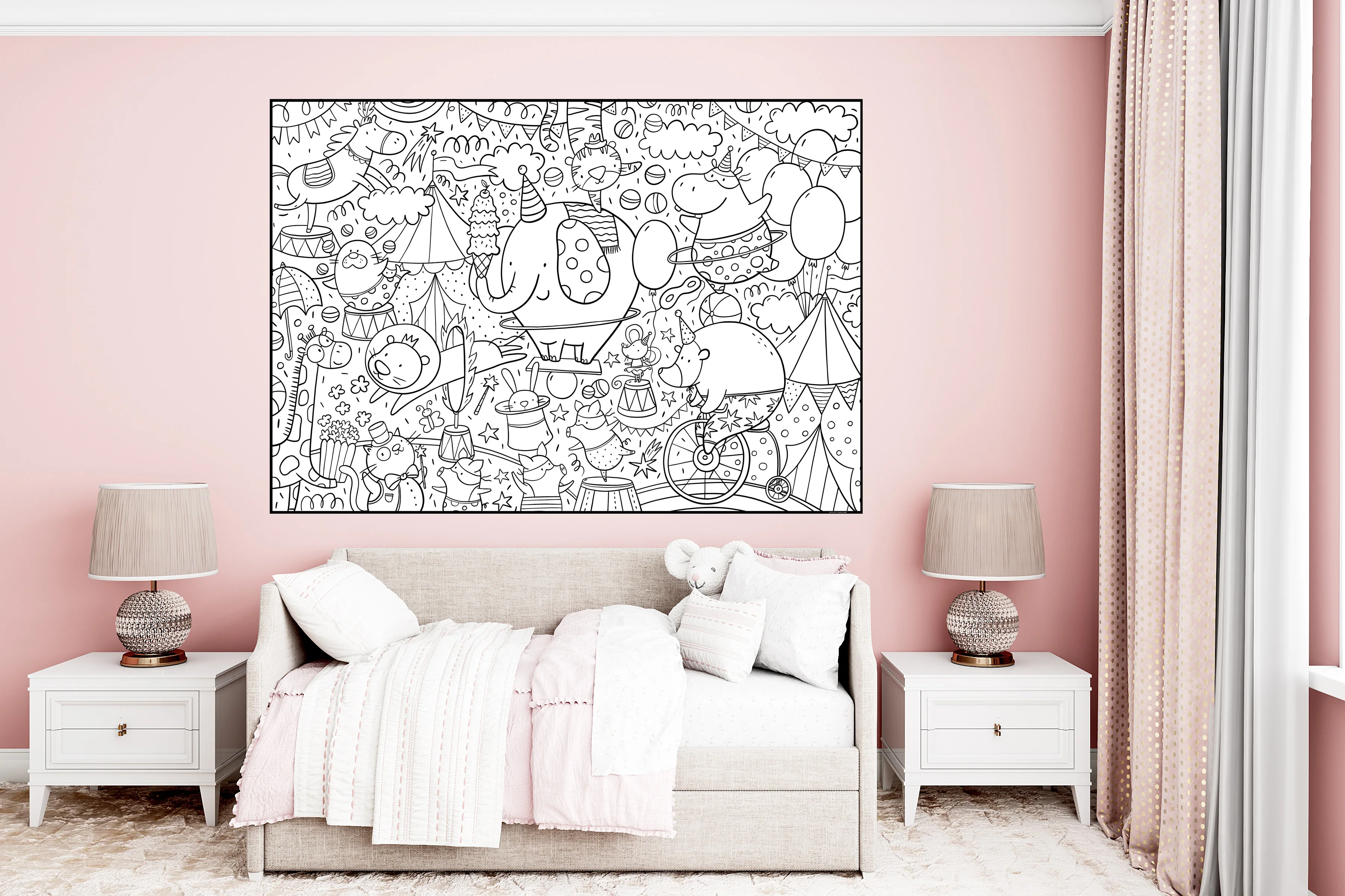 Circus Jumbo Coloring Poster- Stress Free Coloring Wall Art, Large Open Space Design for Calm Coloring - Image 6