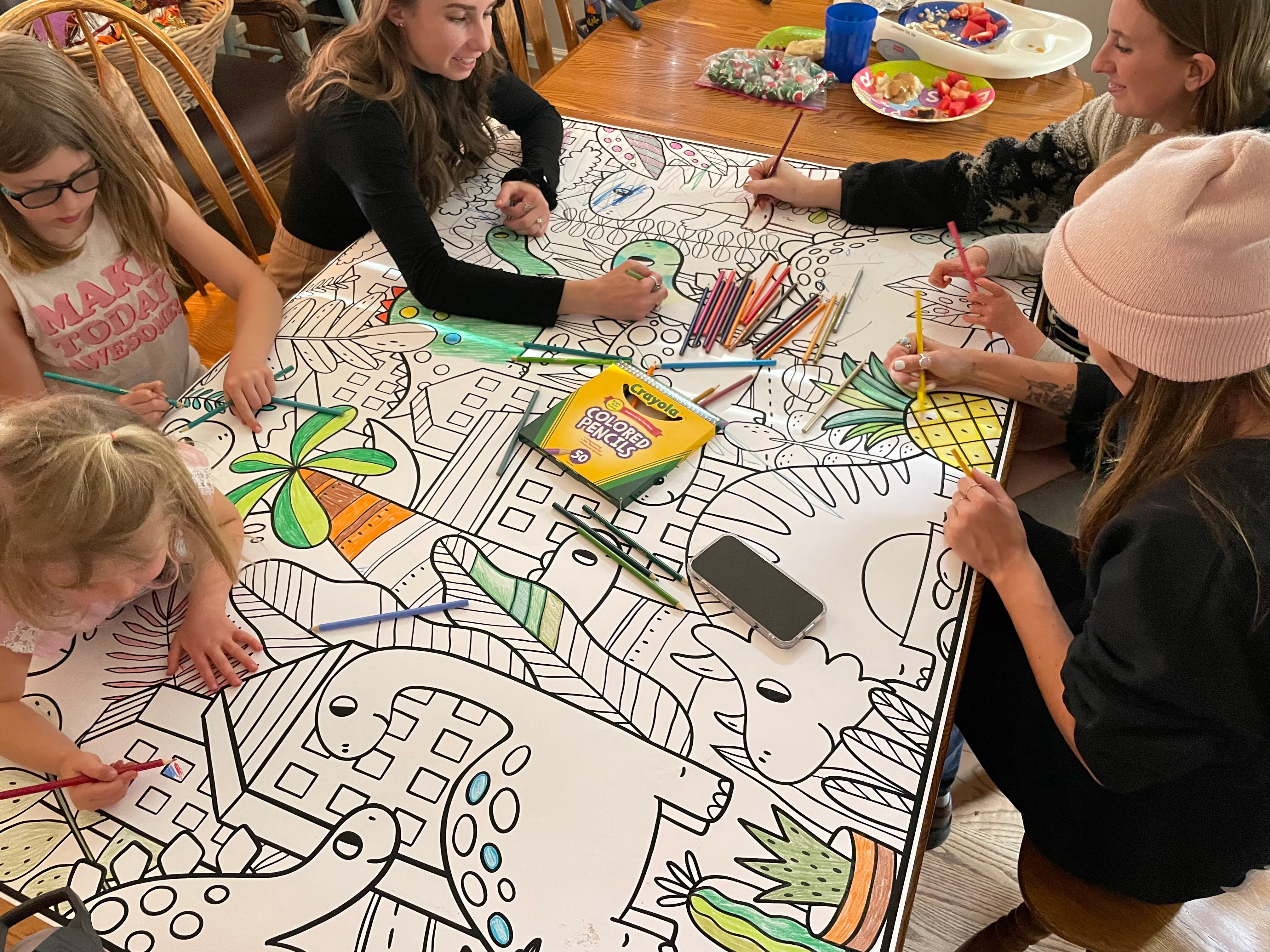 Dinosaur Giant Coloring Poster - Large Easy Going Coloring Wall Art, Open Space Design for Less Stress Group Coloring - Image 10