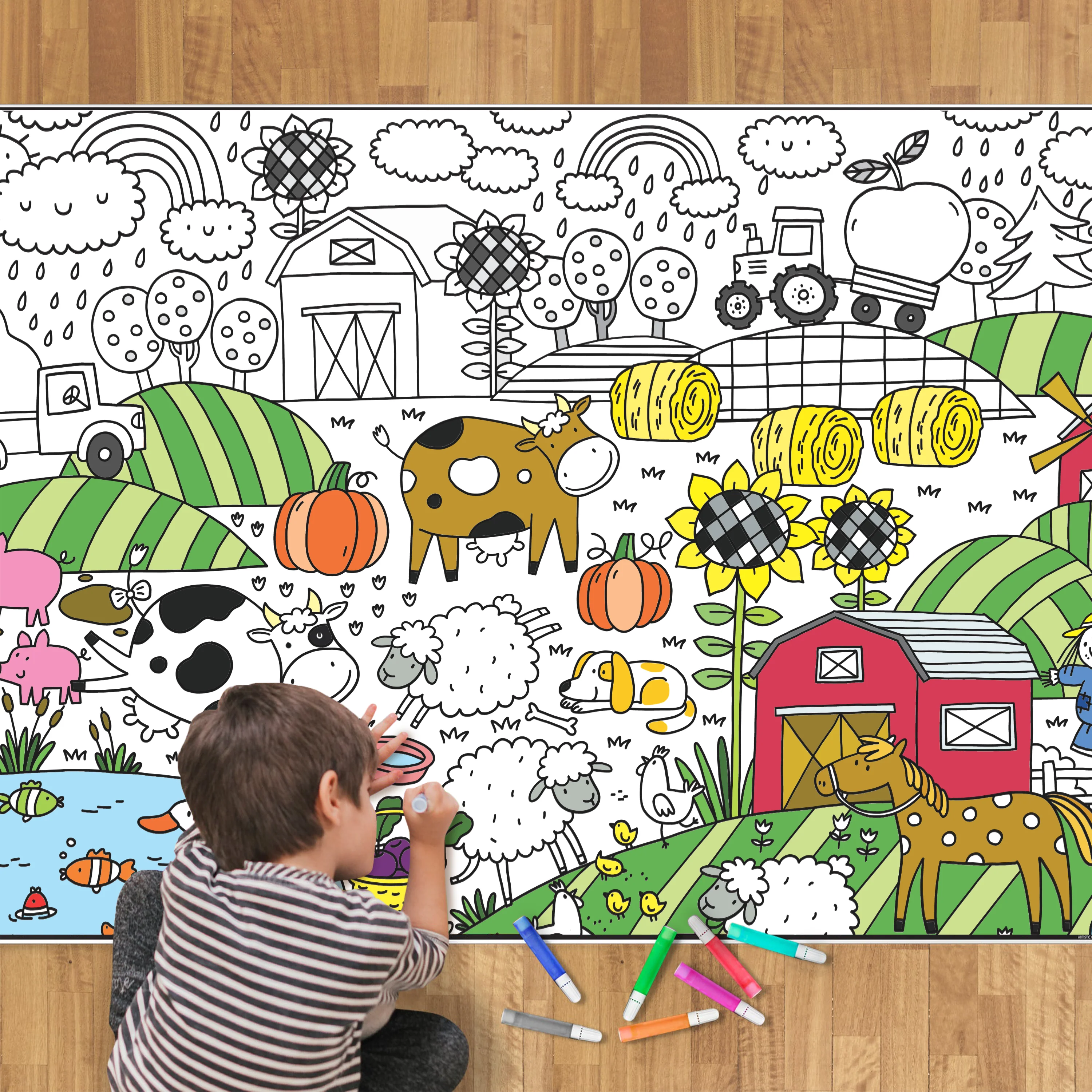Farm Giant Coloring Poster- Old McDonald Had a Farm Coloring Wall Art, Open Space Design for Stress-Free Coloring - Image 7