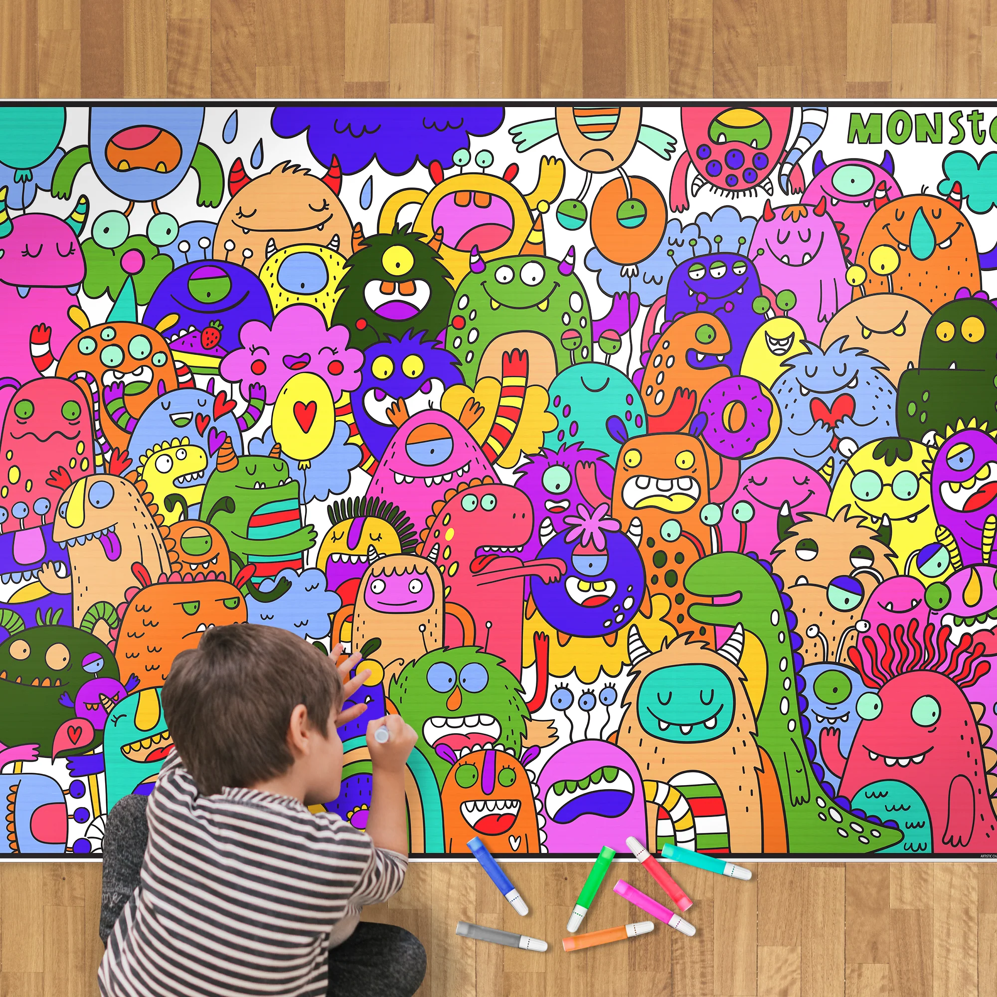 Fun Monsters Giant Coloring Poster- Giant Low-Stress Coloring Wall Art - Image 11