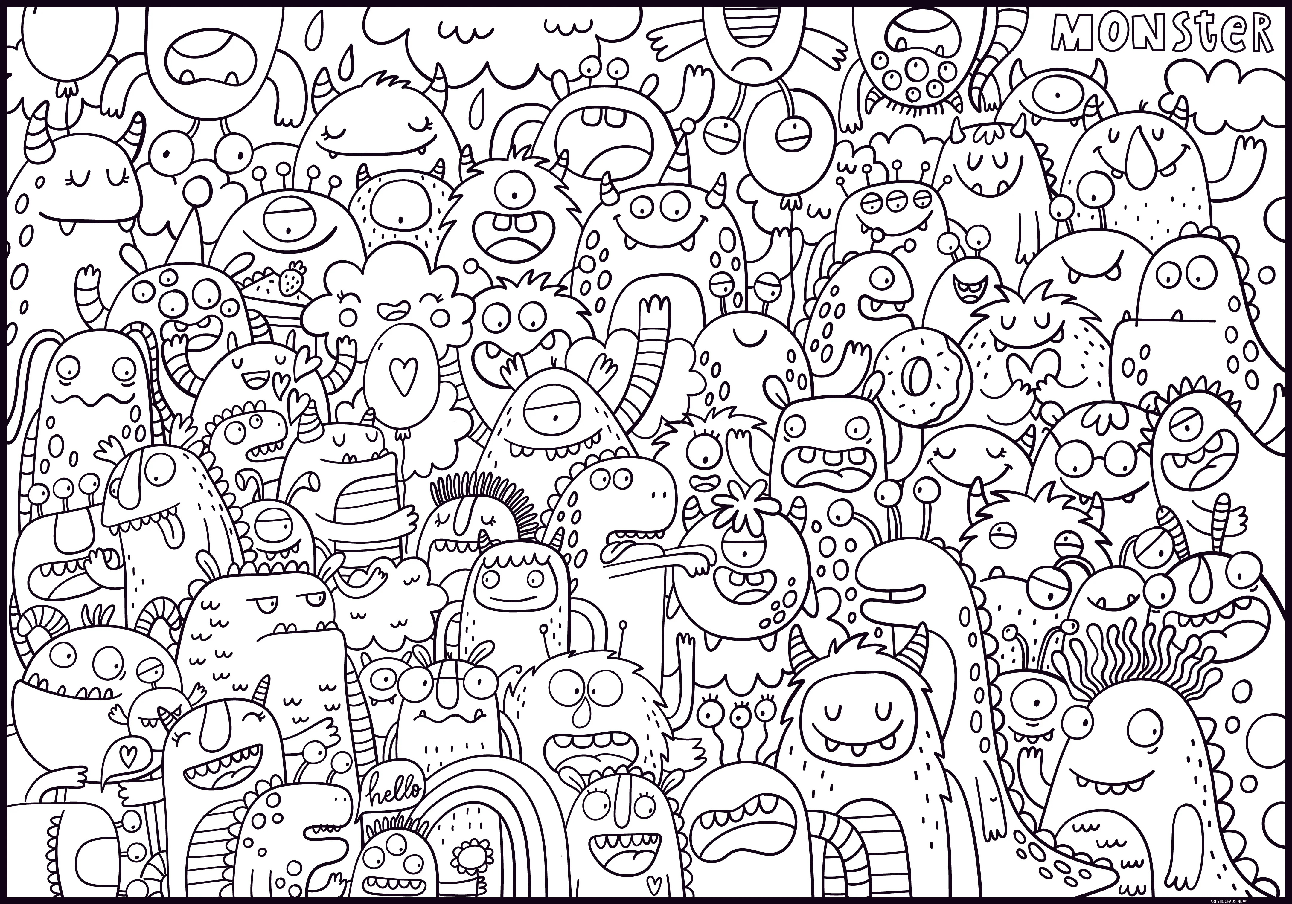 Fun Monsters Giant Coloring Poster- Giant Low-Stress Coloring Wall Art - Image 3
