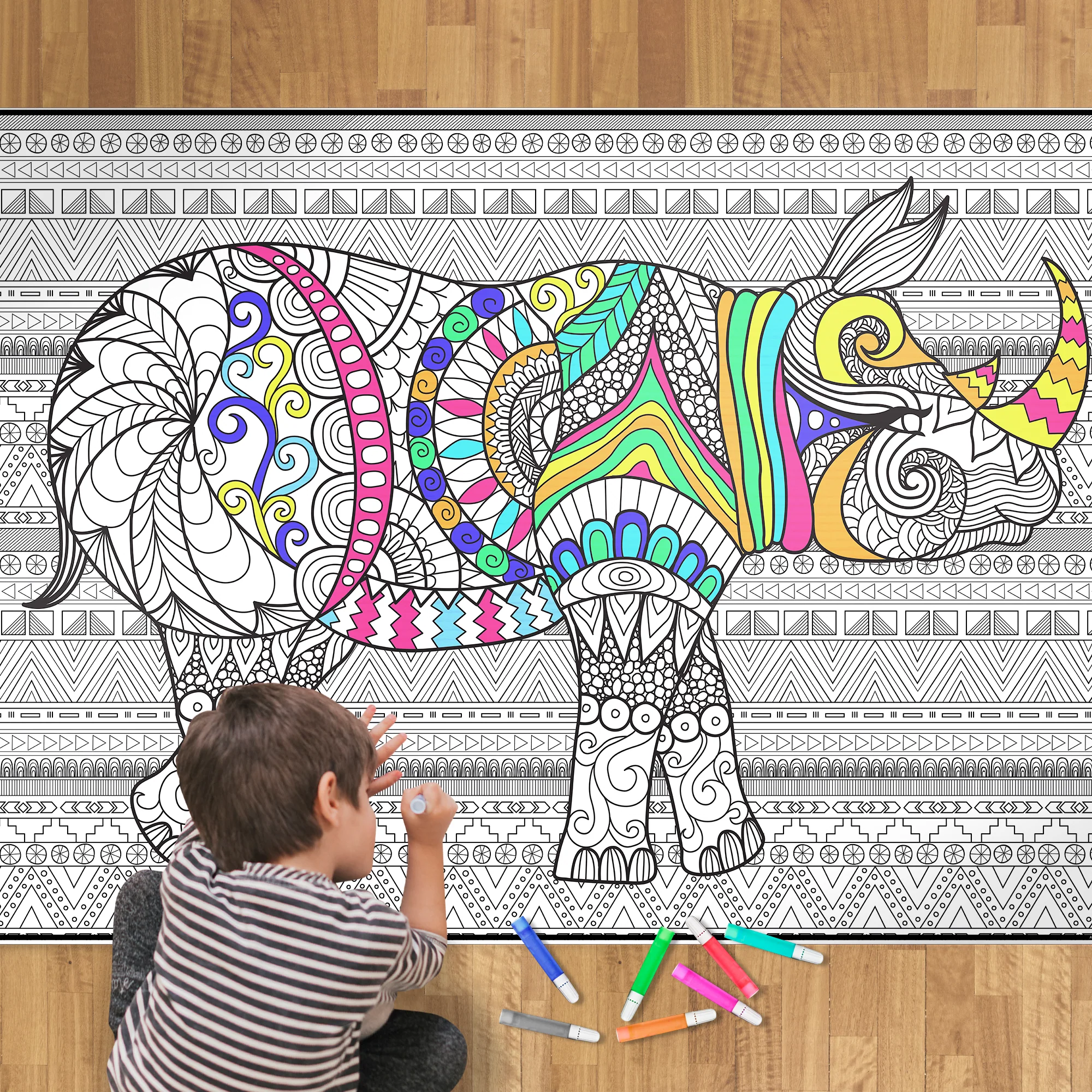 Rhino Giant Coloring Poster-Large Animal Wall Art, Group Coloring Activity for Kids, Families & Classrooms - Image 13