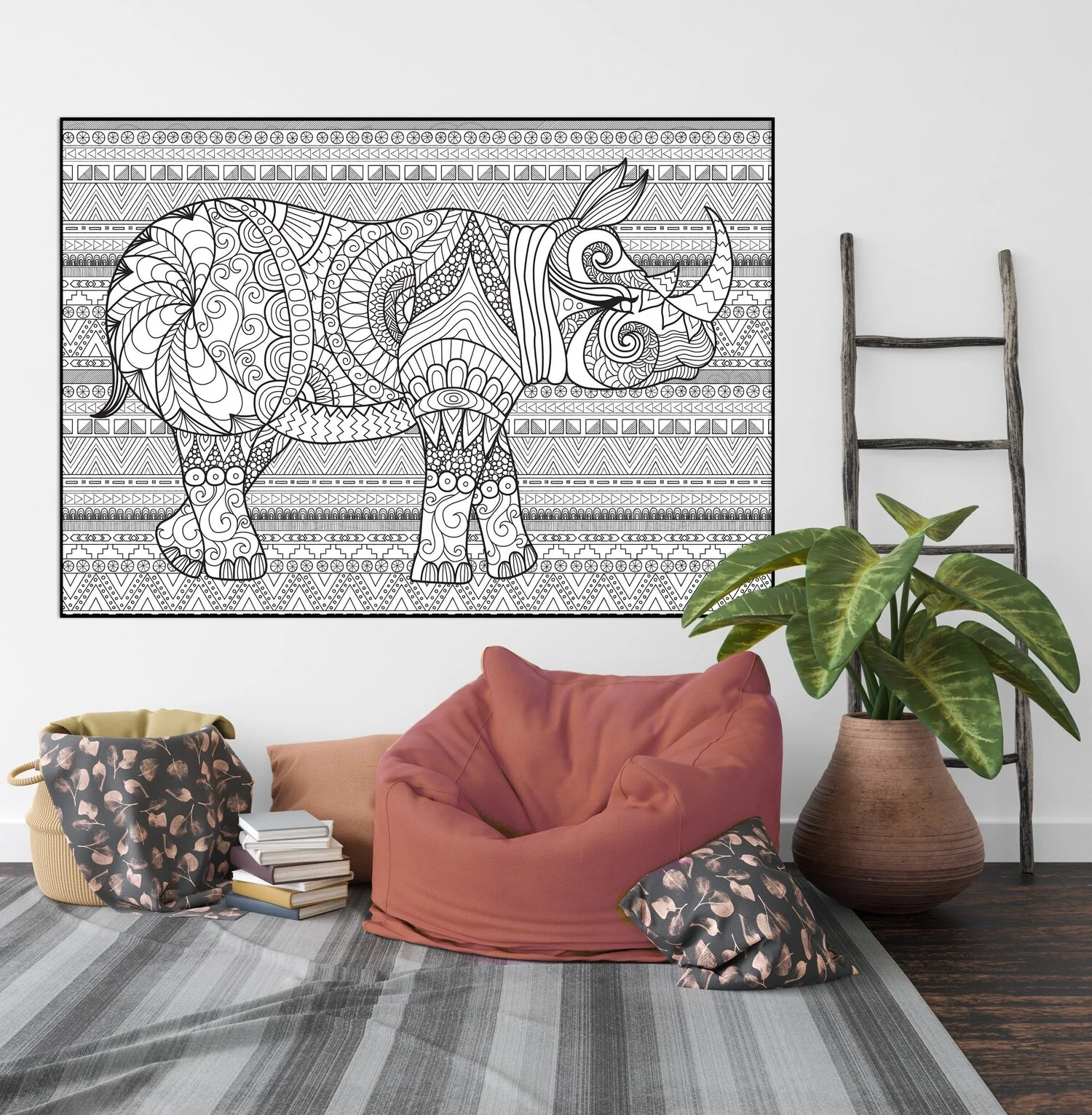 Rhino Giant Coloring Poster-Large Animal Wall Art, Group Coloring Activity for Kids, Families & Classrooms - Image 10