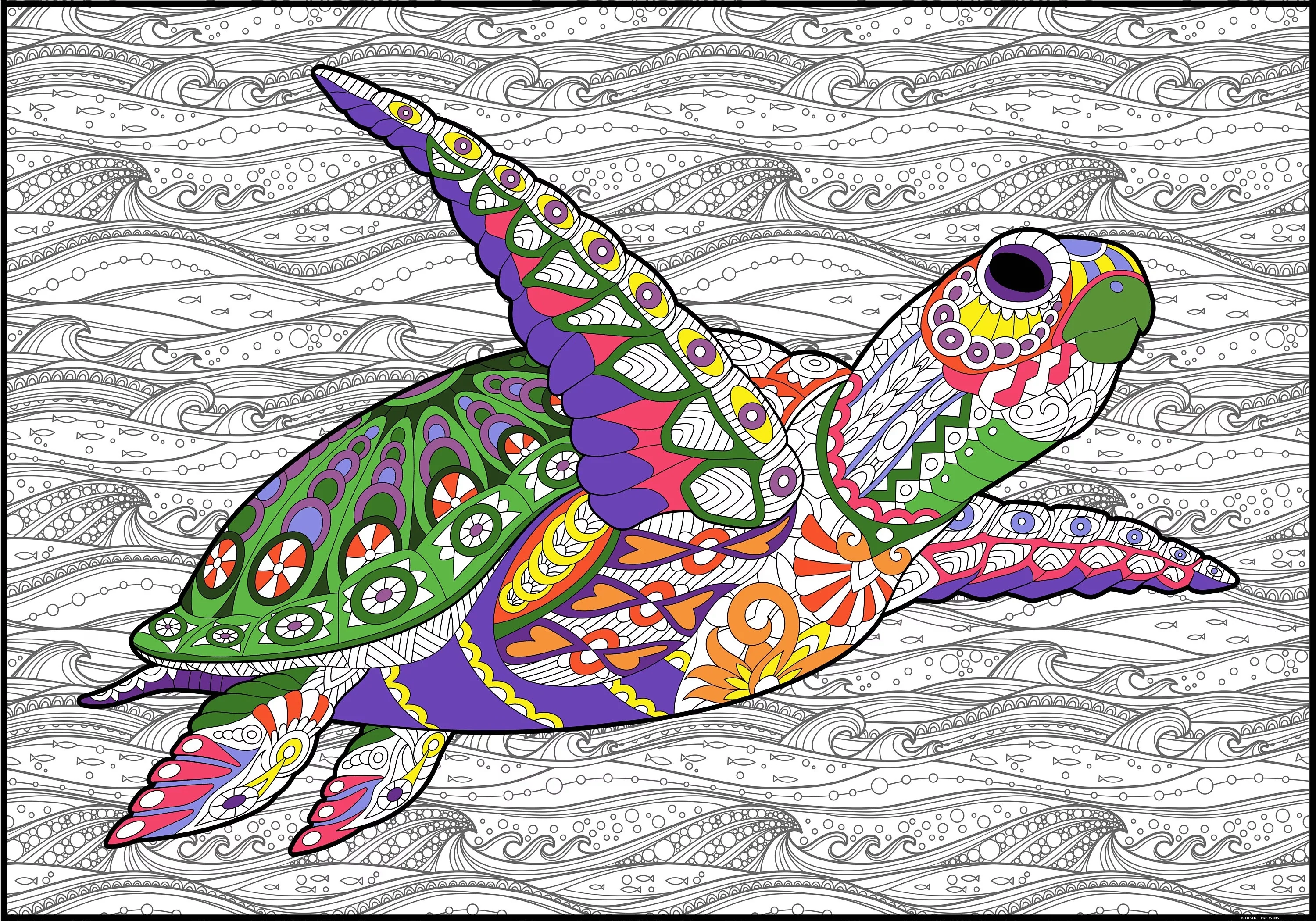 Turtle Giant Coloring Poster- Large Reptile Wall Art, Group Coloring Activity for Kids, Families & Get Togethers - Image 8