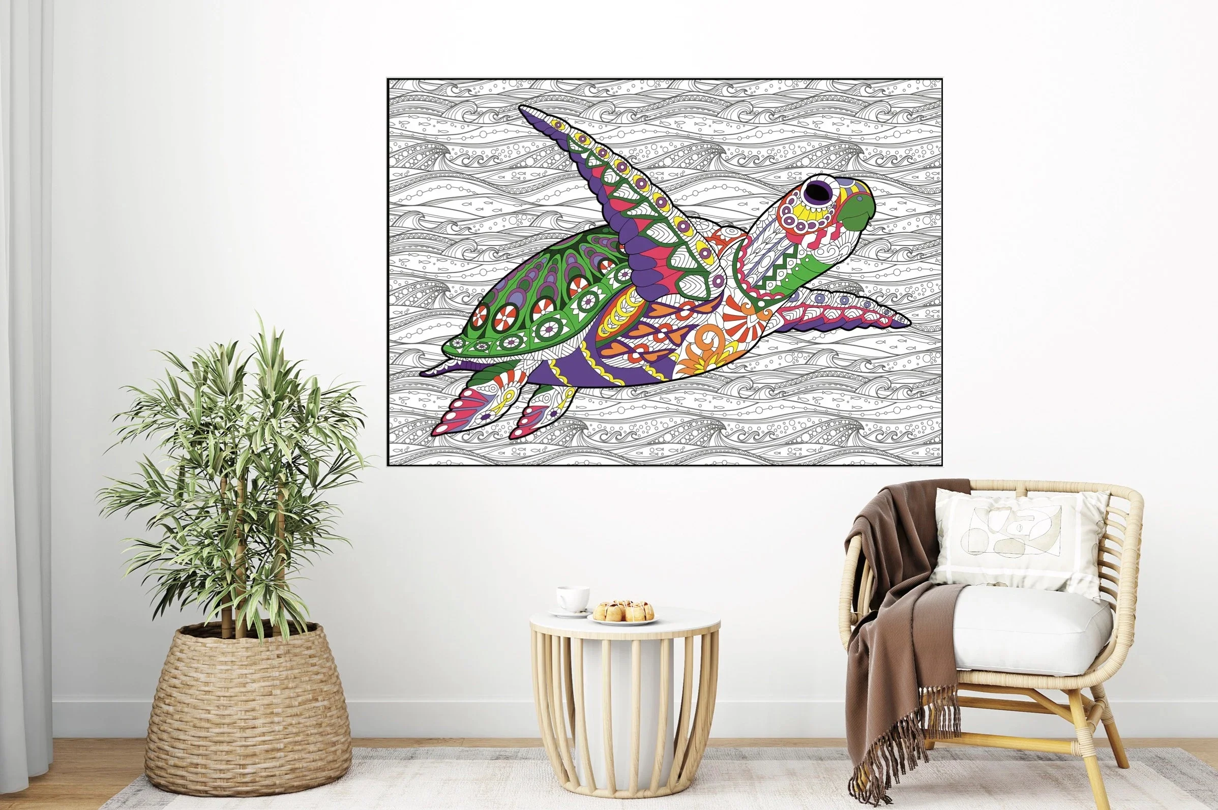 Turtle Giant Coloring Poster- Large Reptile Wall Art, Group Coloring Activity for Kids, Families & Get Togethers - Image 5