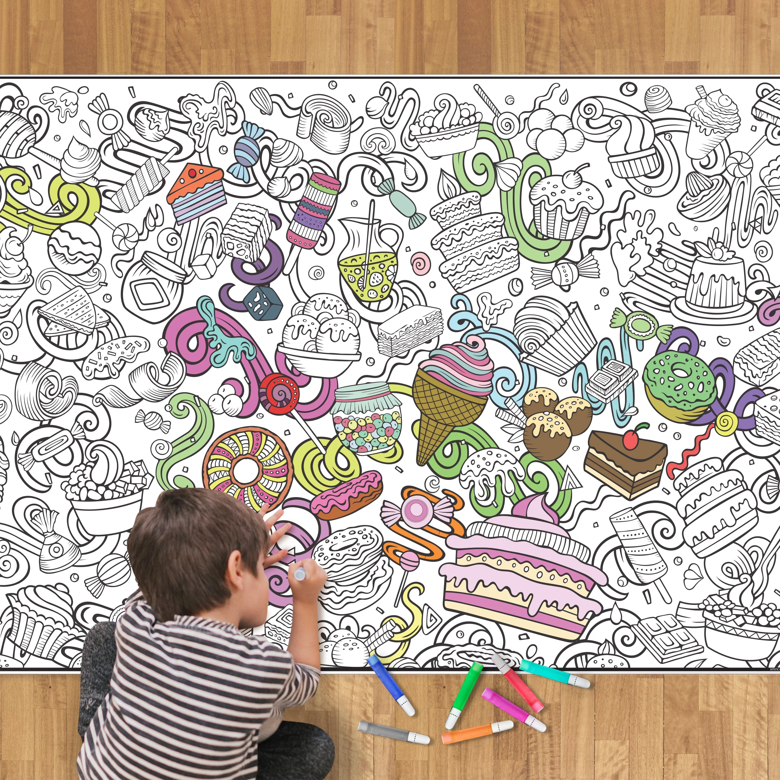 Sweets Giant Coloring Poster - Large Bakery Style Designs for Large Groups or Individual Coloring Joy. - Image 6