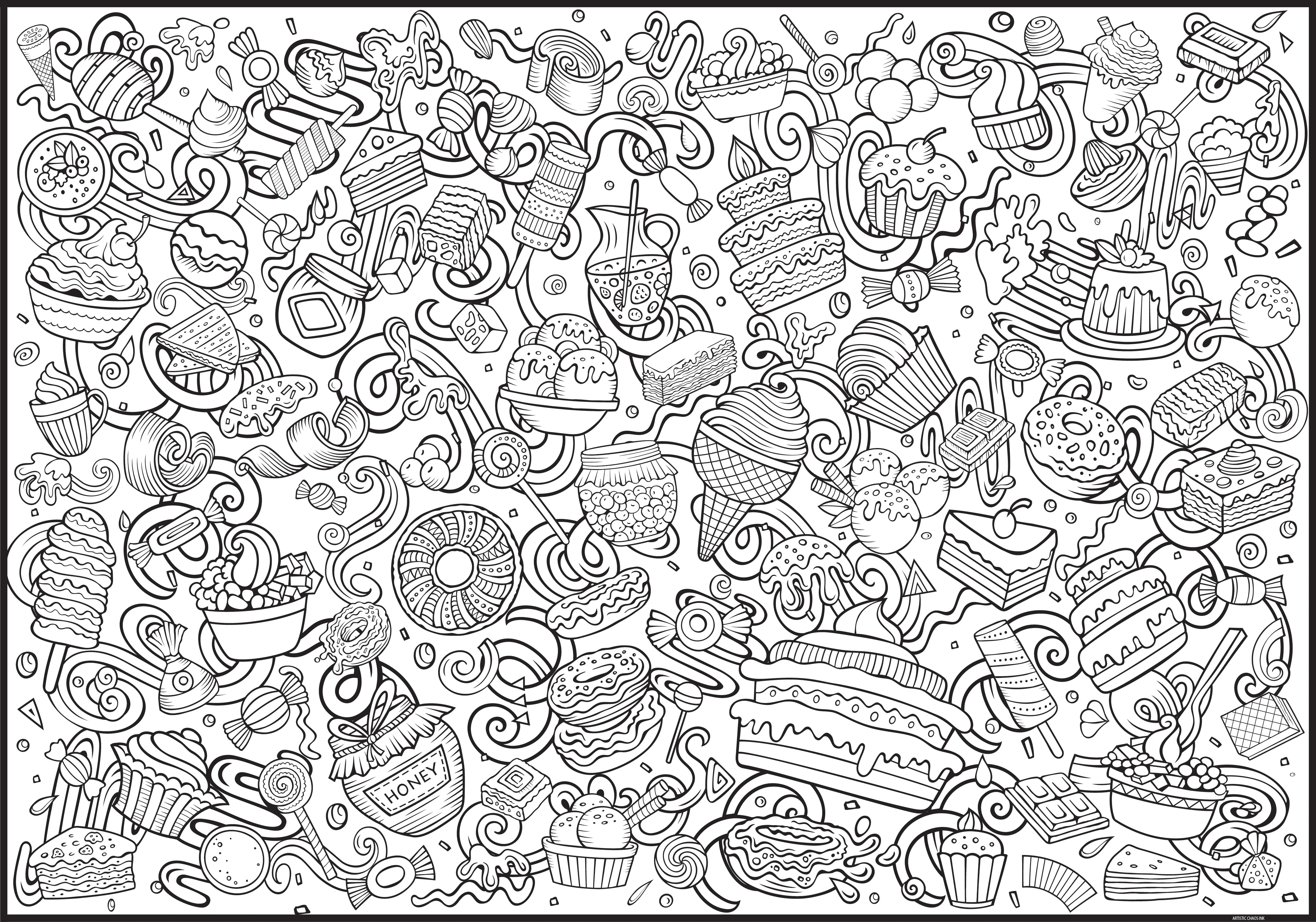 Sweets Giant Coloring Poster - Large Bakery Style Designs for Large Groups or Individual Coloring Joy. - Image 3