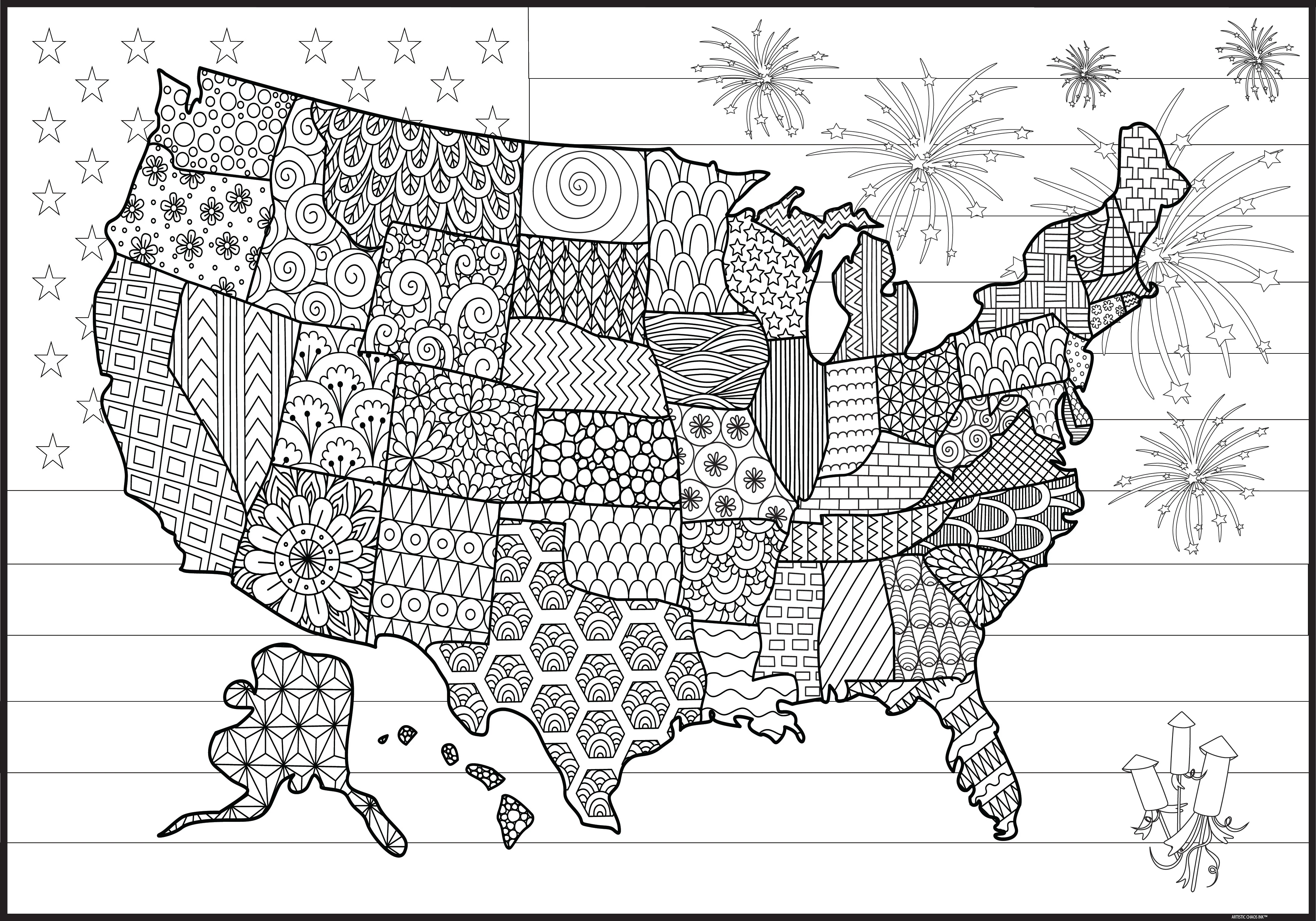 American Flag USA Giant Coloring Poster - Proud Large Coloring Poster for Groups and Individuals feeling a little patriotic - Image 3