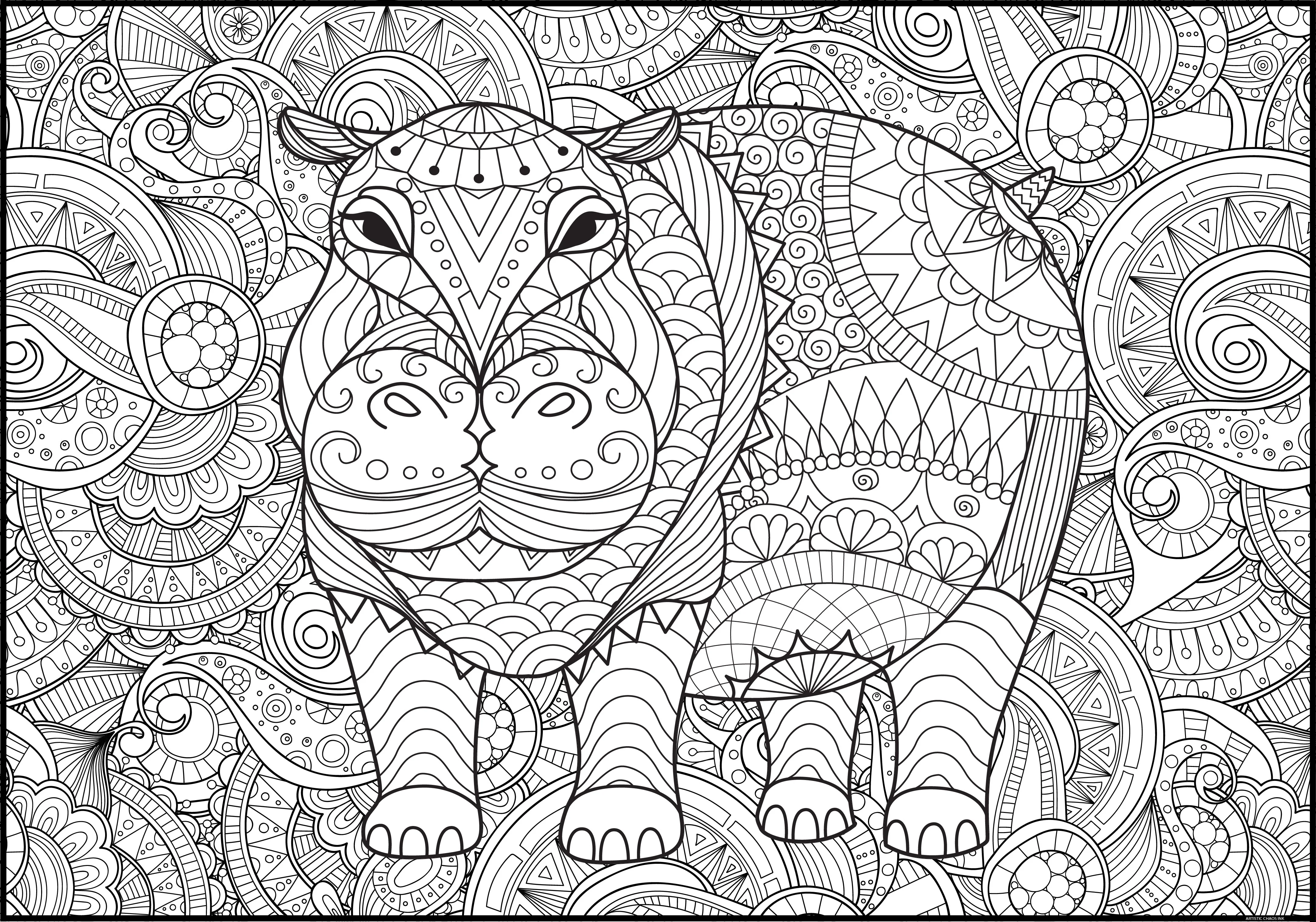 Hippo Giant Coloring Poster - Large Animal Wall Art, Group Coloring Activity for Kids, Families & Gatherings - Image 3