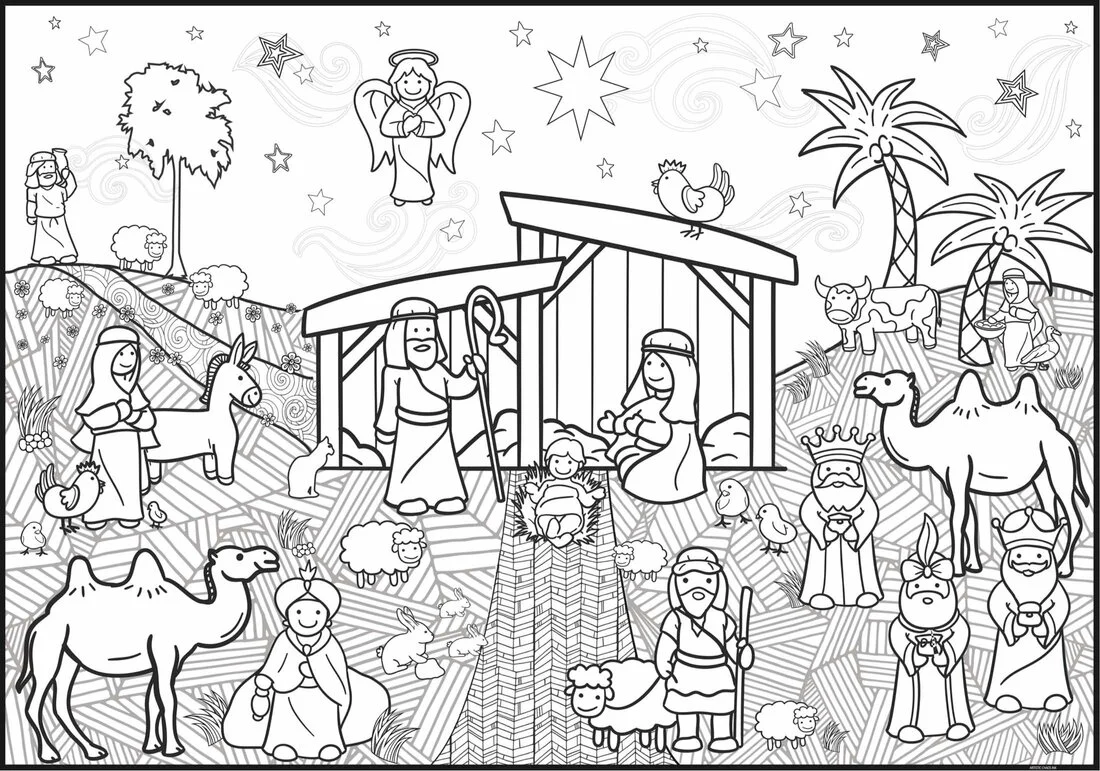 Christmas Nativity Giant Coloring Poster – Large Holiday Wall Art for Families & Group Coloring Activity for Parties & Celebrations - Image 6