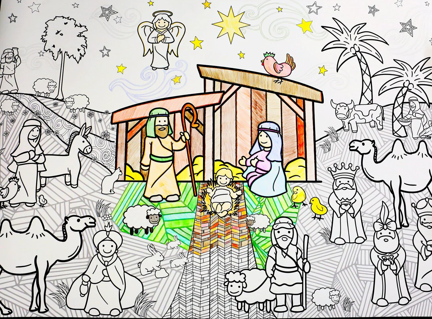 Christmas Nativity Giant Coloring Poster – Large Holiday Wall Art for Families & Group Coloring Activity for Parties & Celebrations - Image 7