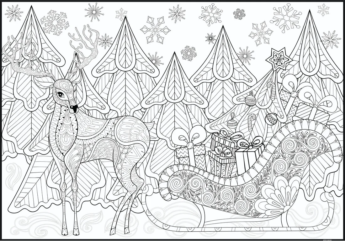 Christmas Sleigh Giant Coloring Poster – Large Holiday Wall Art for Families & Group Coloring Activity for Parties & Celebrations - Image 4