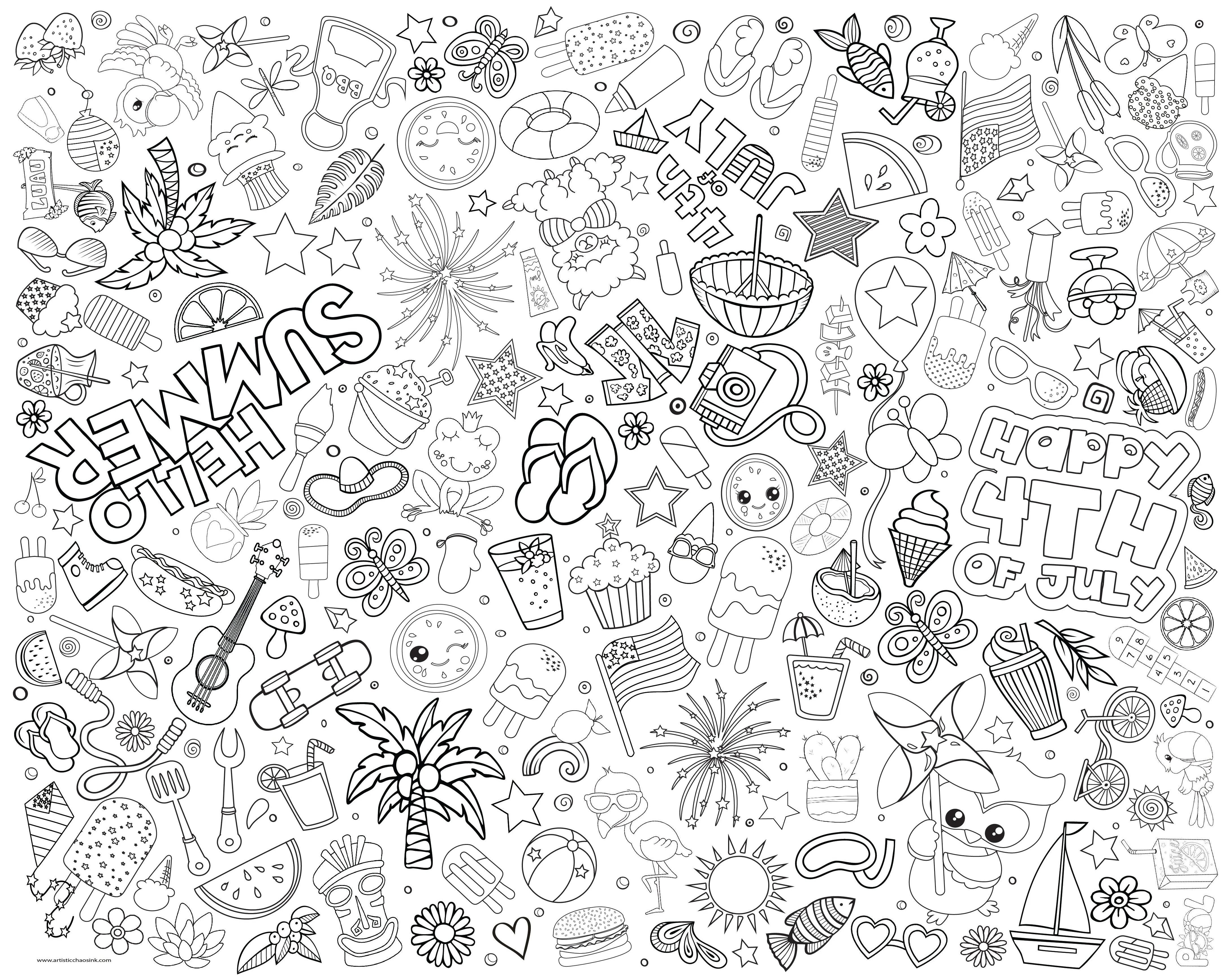 Summer Washable Coloring Tablecloth- Reusable Coloring Activity. - Image 5