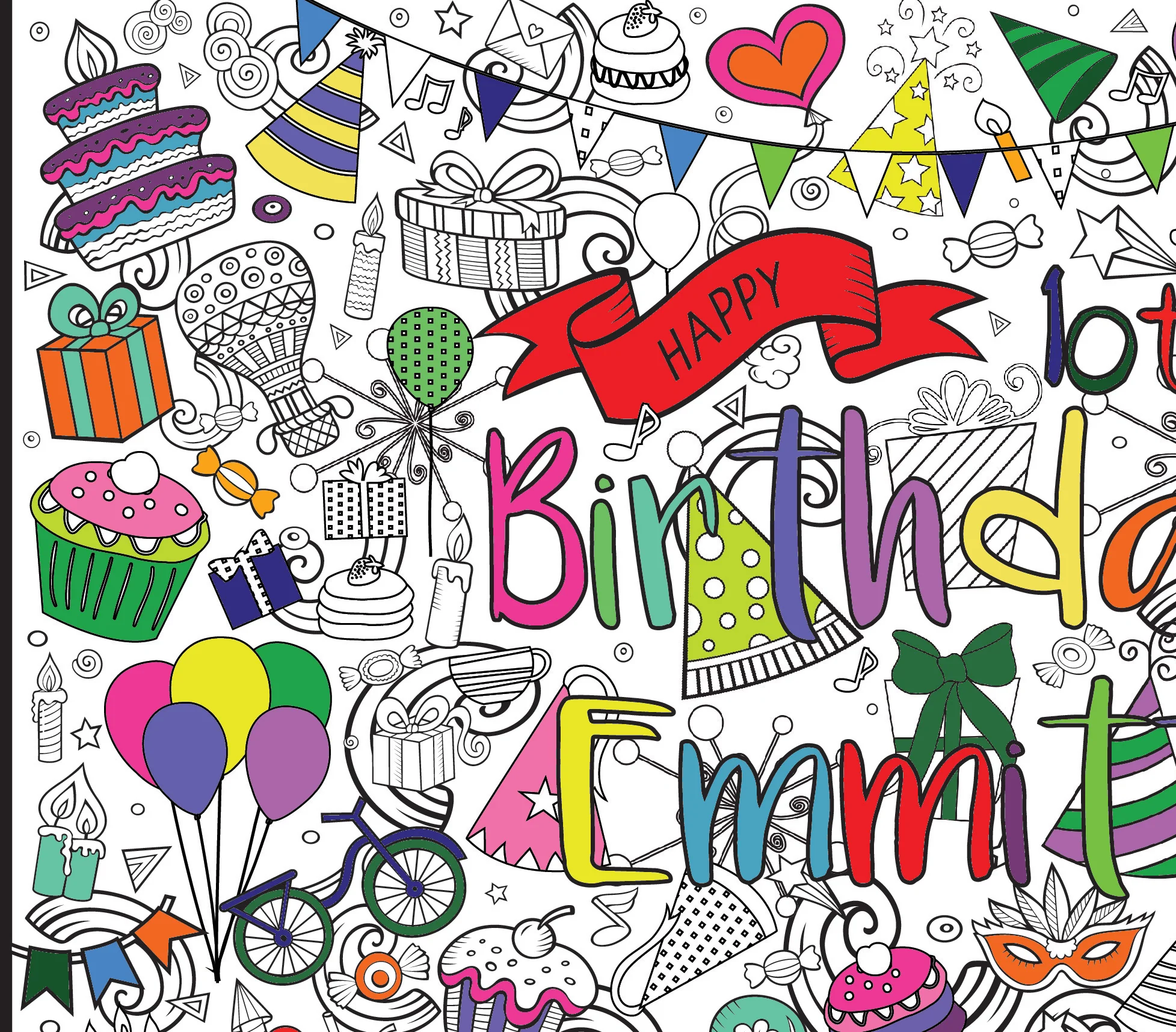 Birthday Giant Coloring Poster - Large Celebration Design for Large Groups or Individual Coloring Joy - Image 3